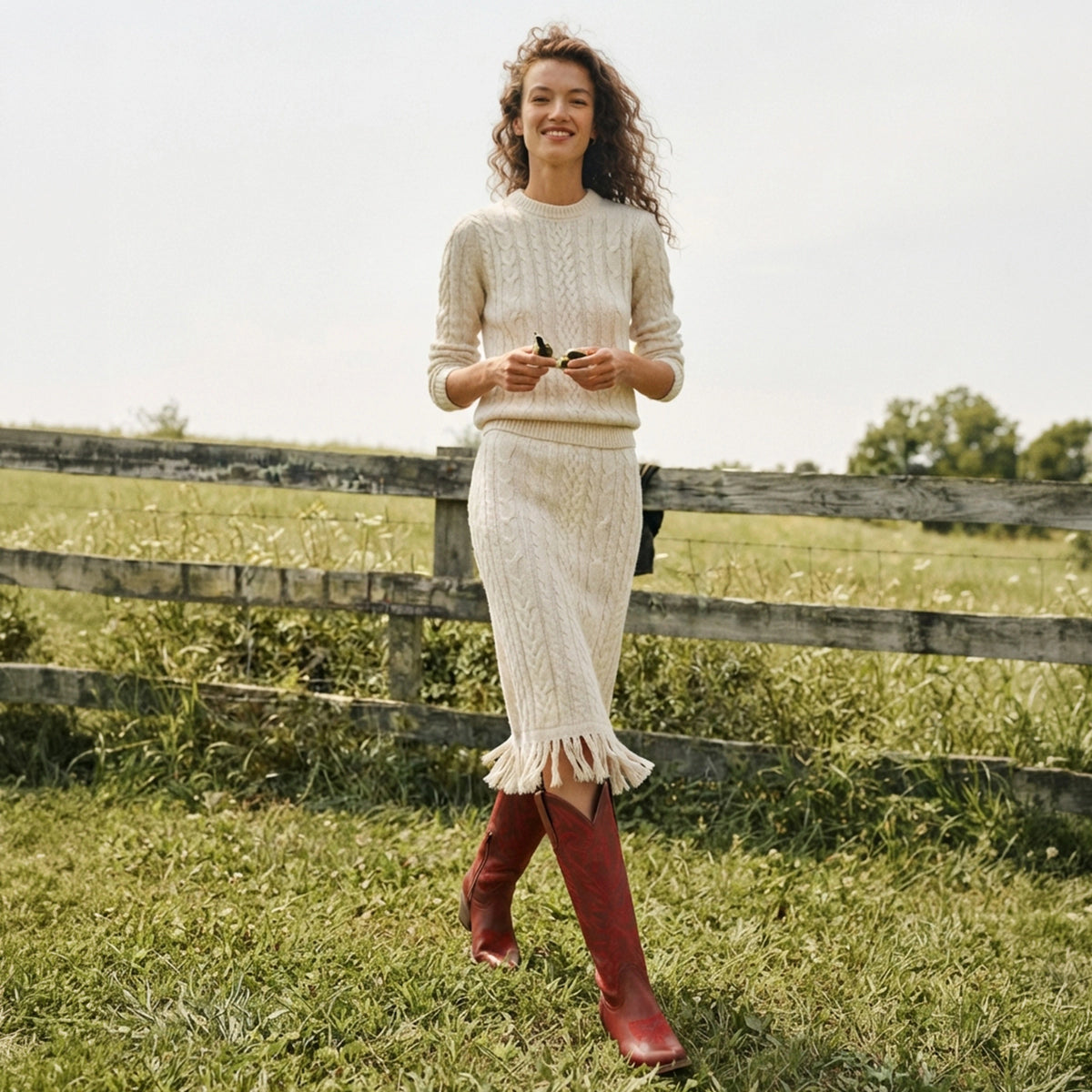 The Molly Wood - Canyon Red Embroidered Tall Western Cowgirl Boots with Side Zipper