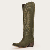 The Laurey - Olive Suede Embroidered Cowgirl Boots with Classic Western Flair