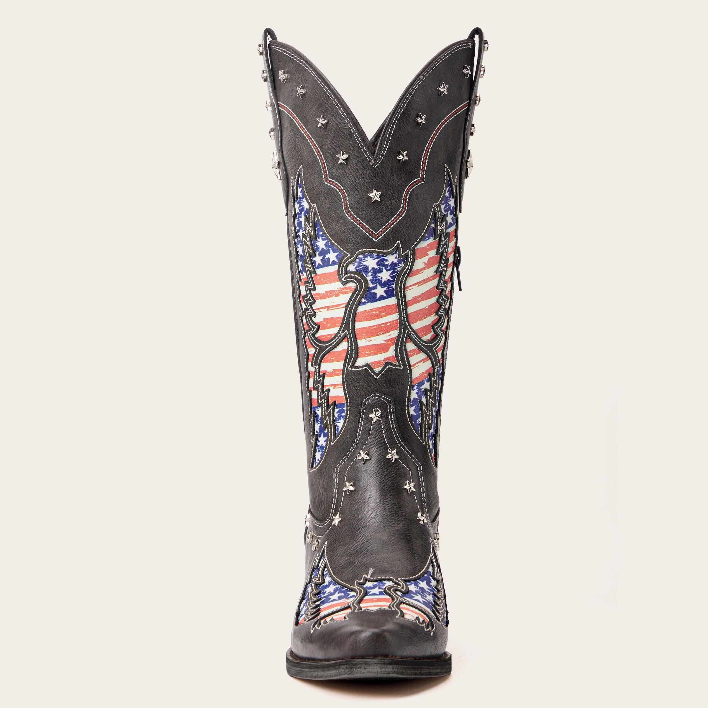 The Liberty – Grey Cowgirl Boots with 50 Stars & American Flag Eagle Embroidery