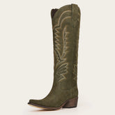The Laurey - Olive Suede Embroidered Cowgirl Boots with Classic Western Flair
