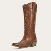 The Phoenix - Brown Short Tall Cowboy Boots with Classic Western Embroidery