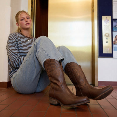 The Elizabeth - Brown Bonded Leather Classic Snip Toe Cowgirl Boots