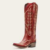 The Rosemary - Red Classic Tall Cowgirl Boots with Embroidery