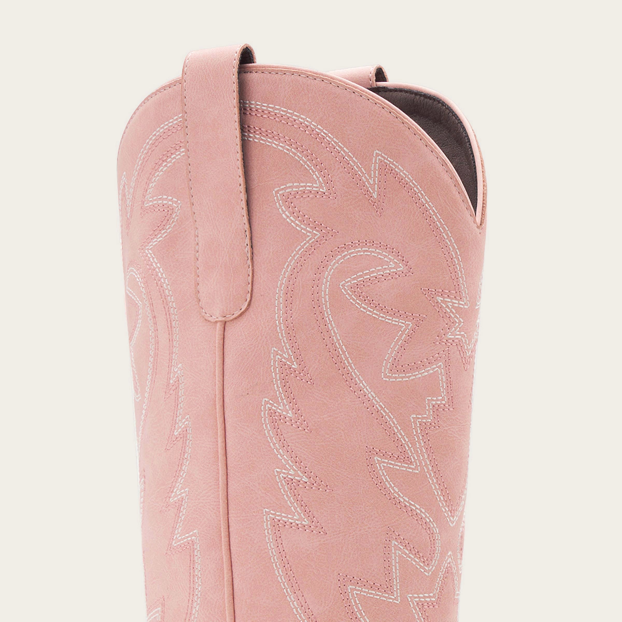 The Molly Wood – Pink Snip Toe Embroidered Cute Comfortable Tall Cowgirl Boots