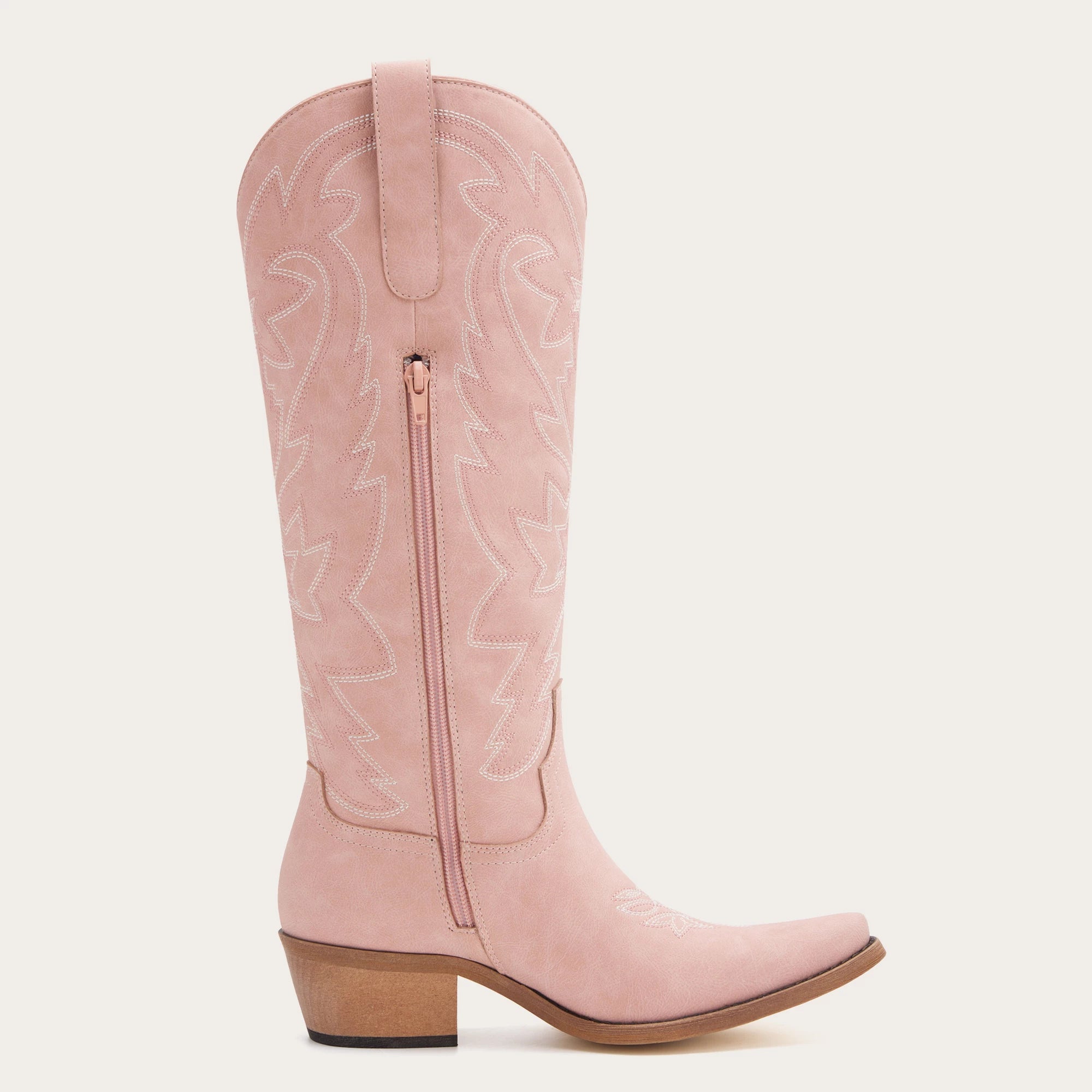 The Molly Wood – Pink Snip Toe Embroidered Cute Comfortable Tall Cowgirl Boots