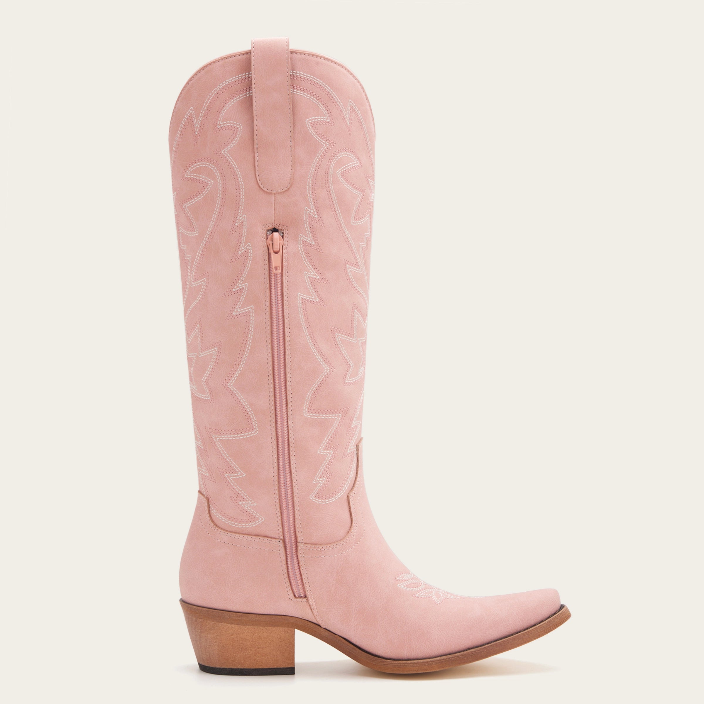 The Molly Wood – Pink Snip Toe Embroidered Cute Comfortable Tall Cowgirl Boots