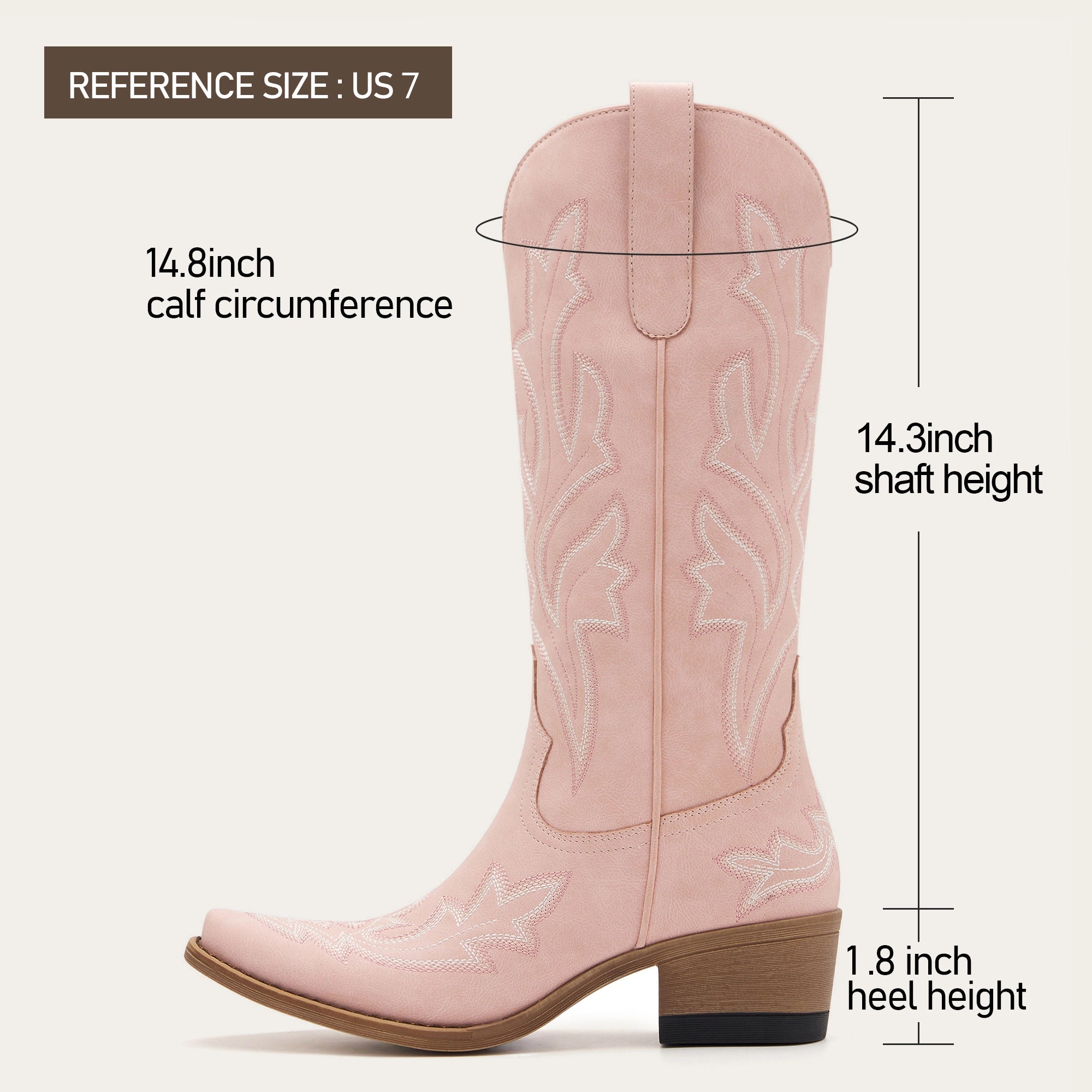 The Etta - Pink Short Tall Cowgirl Boots with Delicate Embroidery