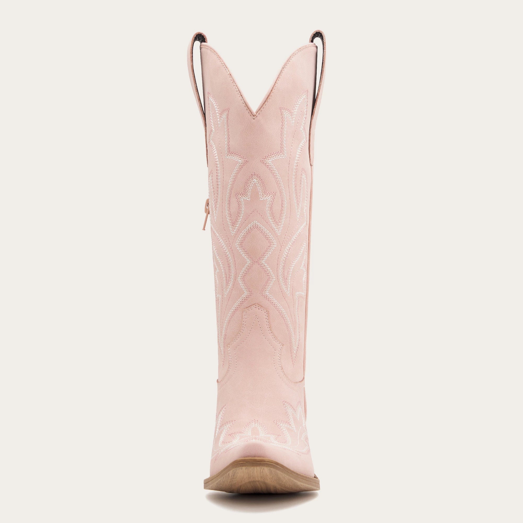 The Etta - Pink Short Tall Cowgirl Boots with Delicate Embroidery