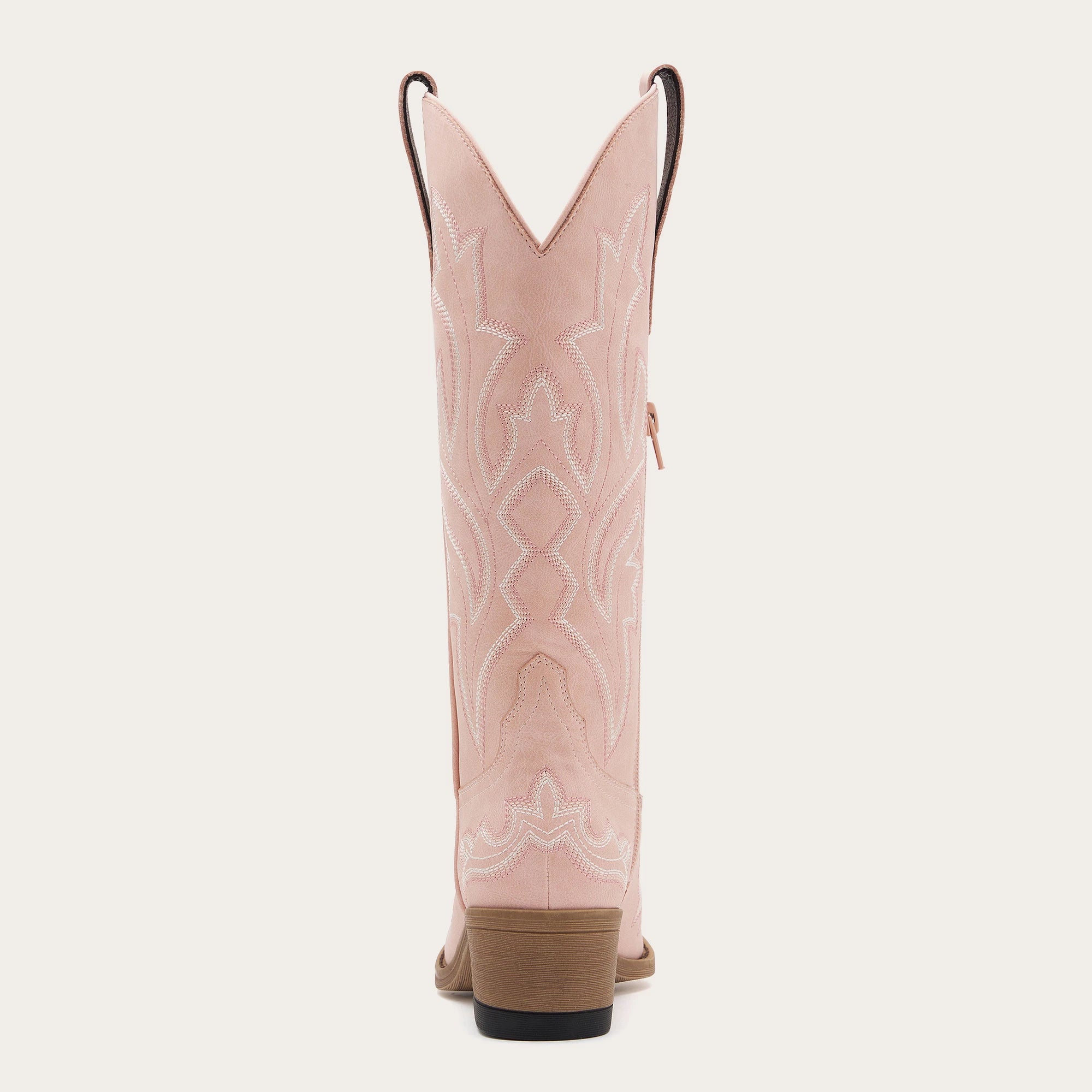The Etta - Pink Short Tall Cowgirl Boots with Delicate Embroidery