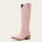 The Aurelia - Sparkle Western Boots in Pink Embroidered & Rhinestone