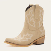 The Dakota - Beige Suede Cowgirl Booties with Classic Western Charm
