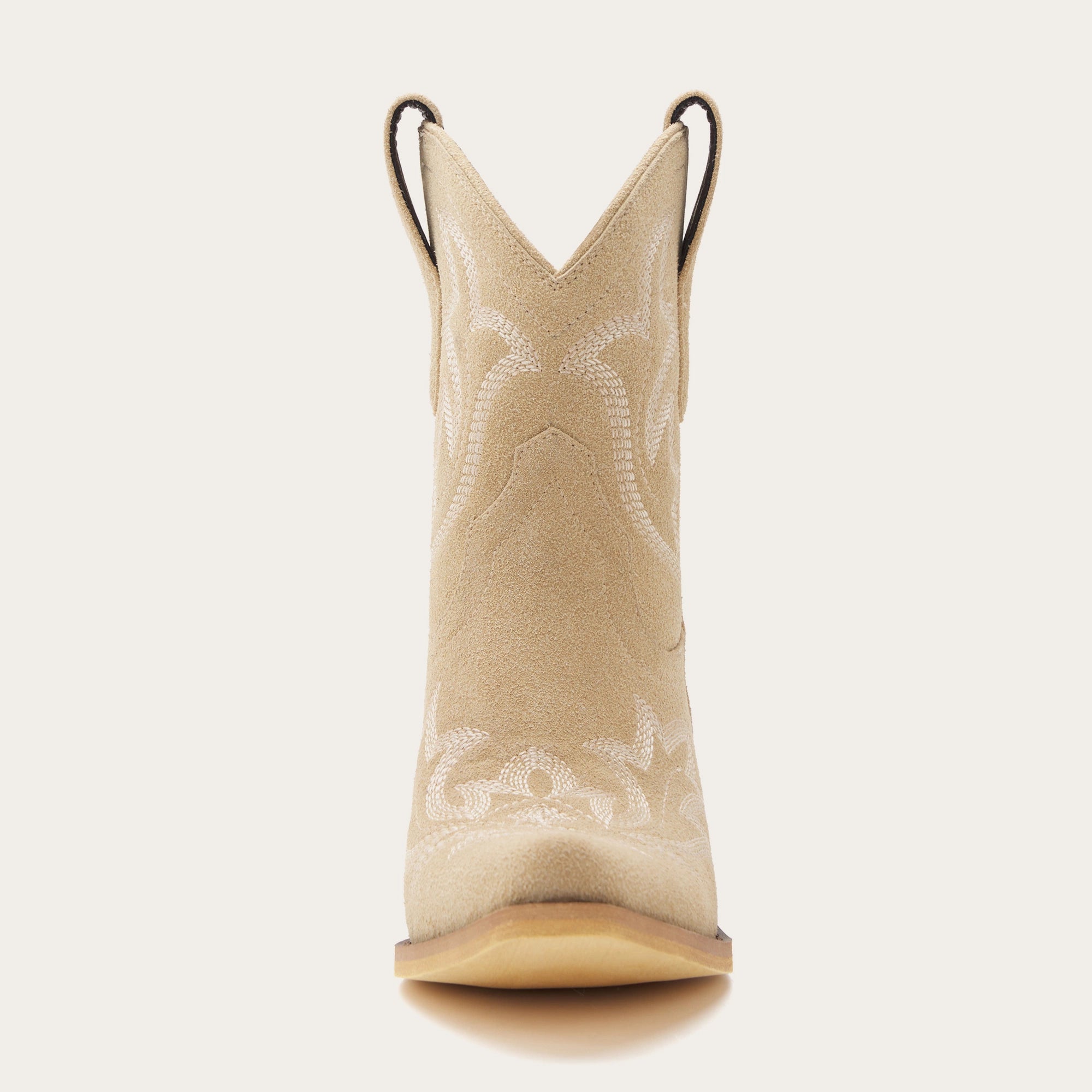 The Dakota - Beige Suede Cowgirl Booties with Classic Western Charm