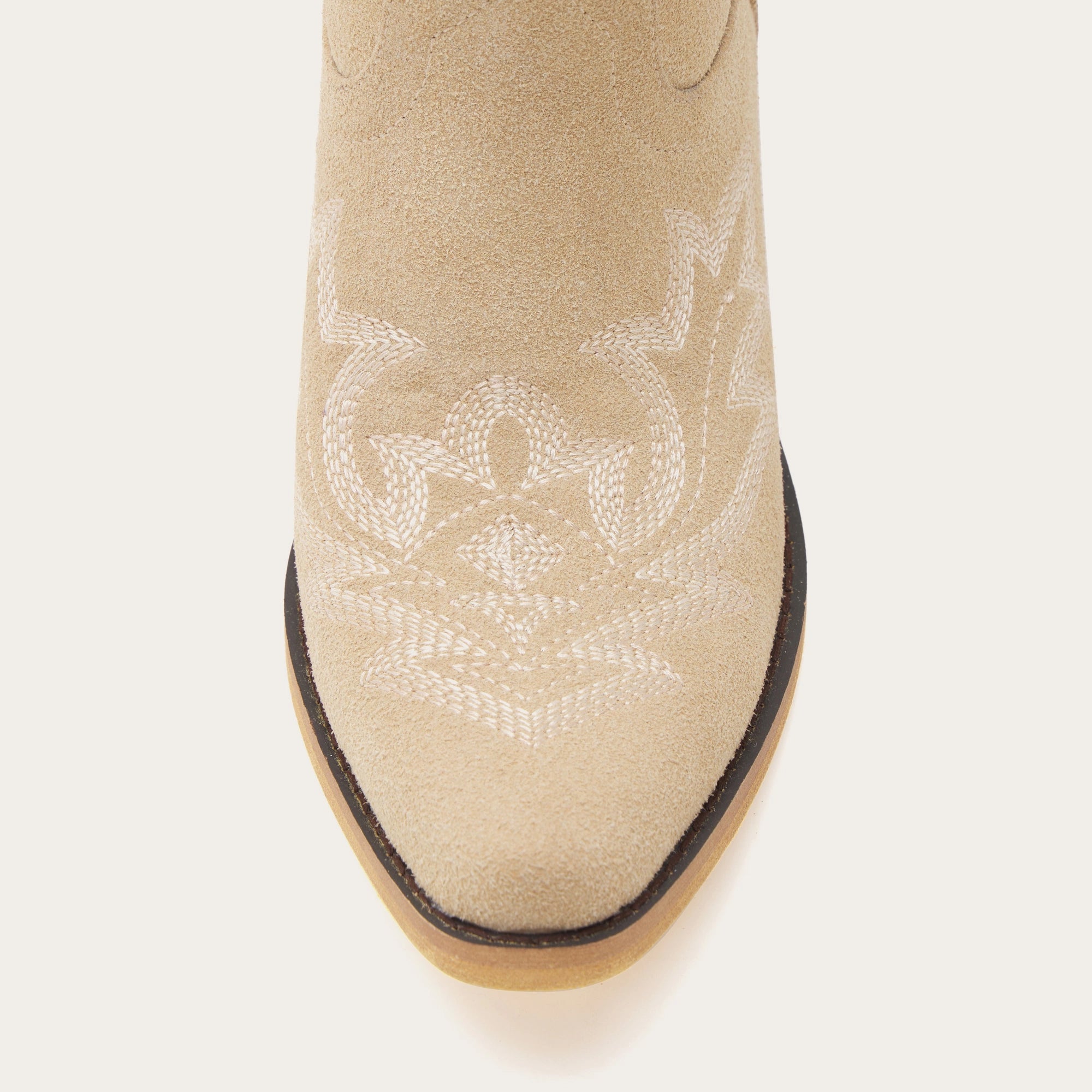 The Dakota - Beige Suede Cowgirl Booties with Classic Western Charm