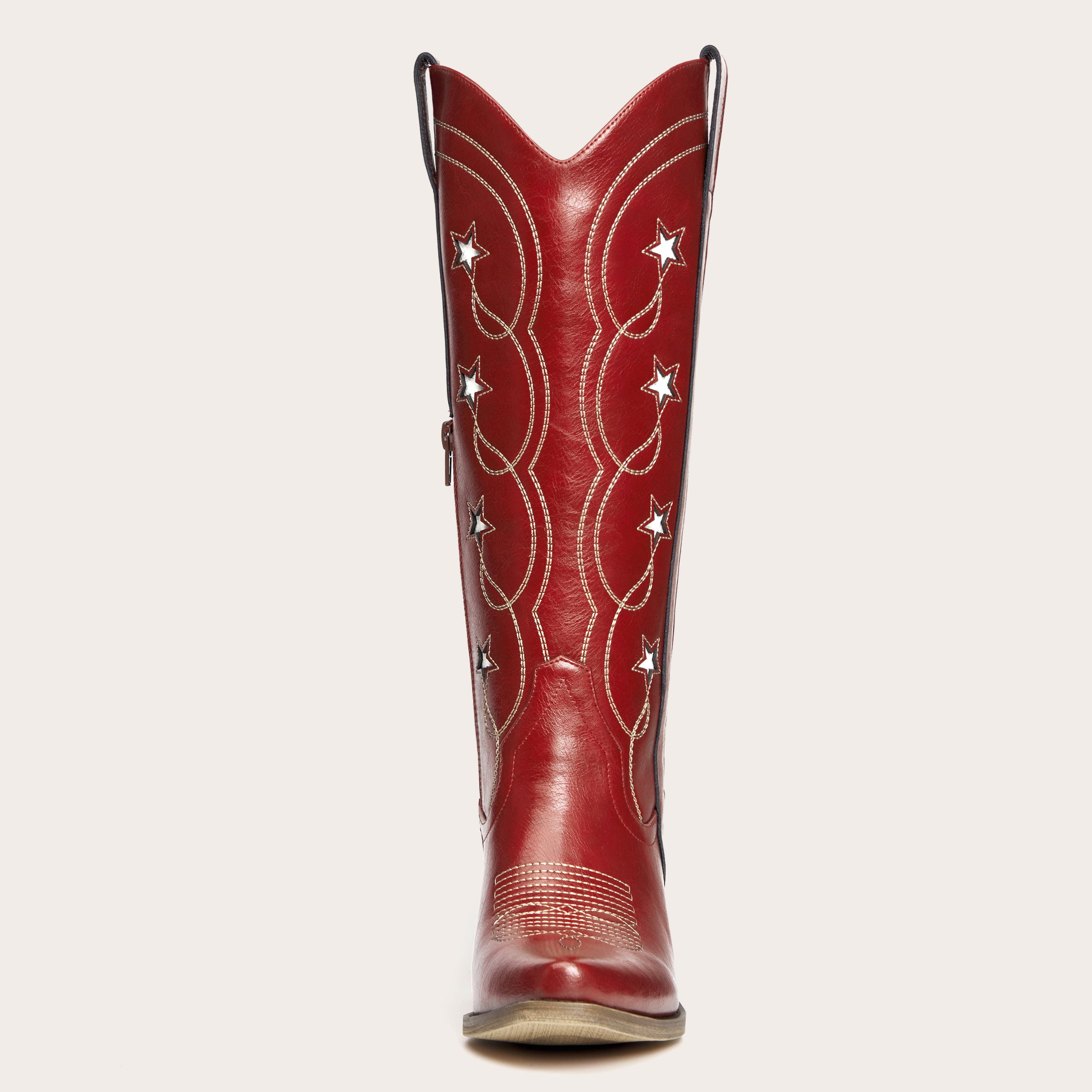 The Stella - Red Starry Embroidered Cowgirl Boots with Bold Detailing