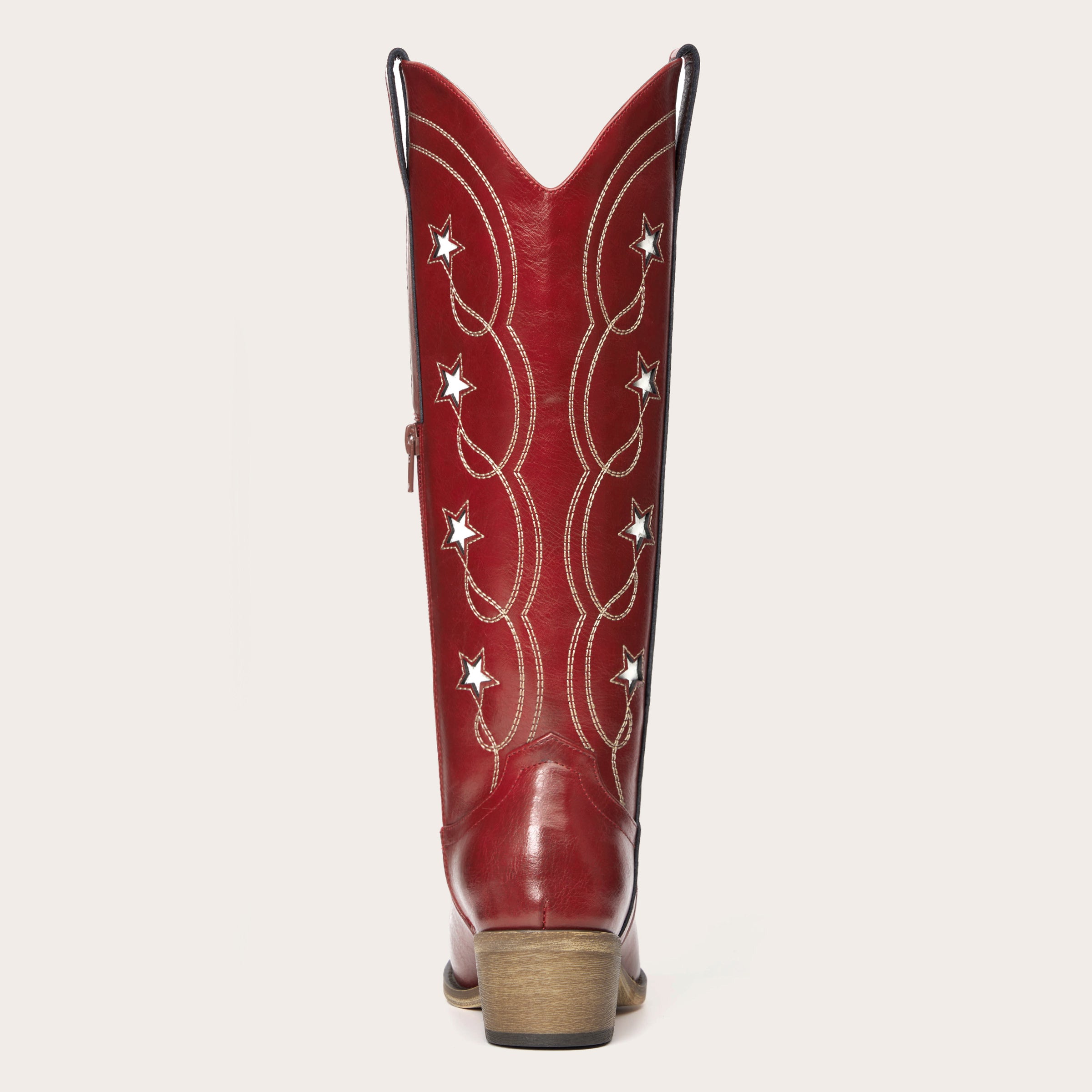 The Stella - Red Starry Embroidered Cowgirl Boots with Bold Detailing
