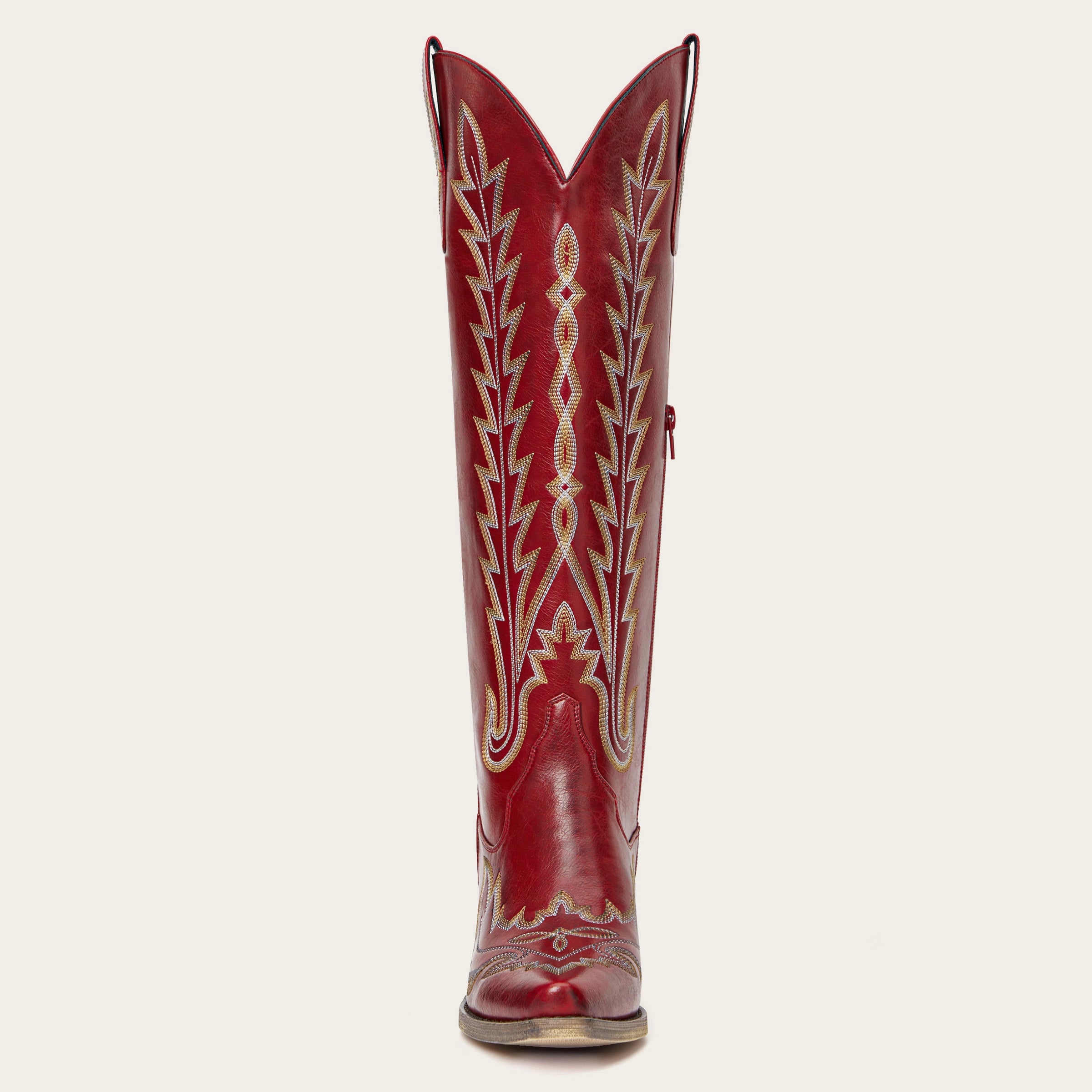 The Eula - Red Tall Cowgirl Boots with Intricate Western Embroidery