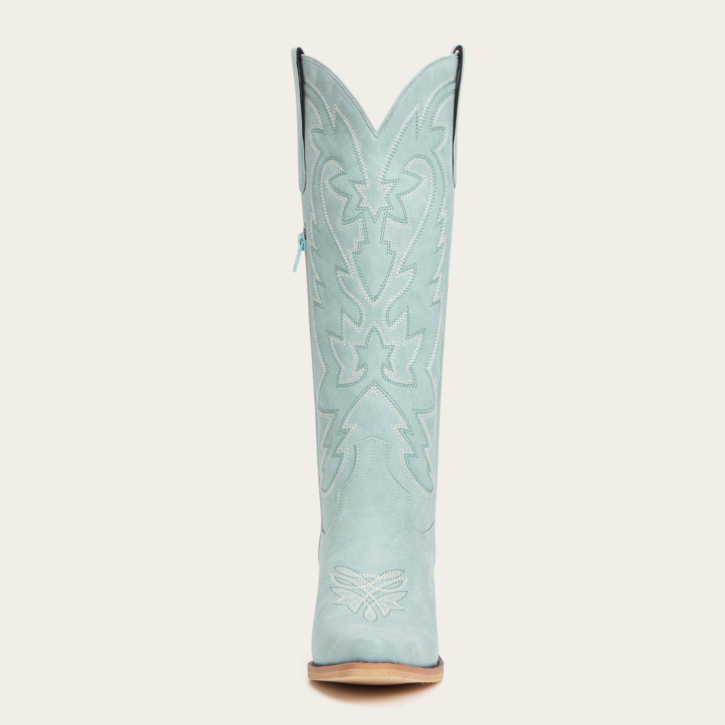 The Molly Wood – Blue Snip Toe Embroidered Cute Comfortable Tall Cowgirl Boots