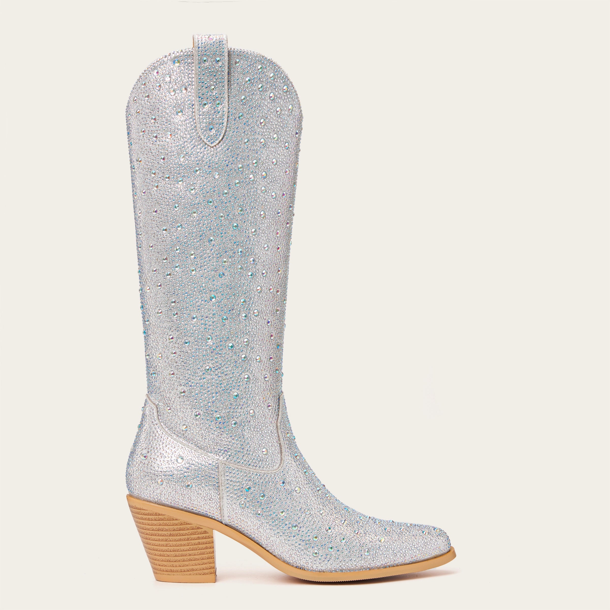 The Stardust - Crystal Covered Silver Tall Cowgirl Boots