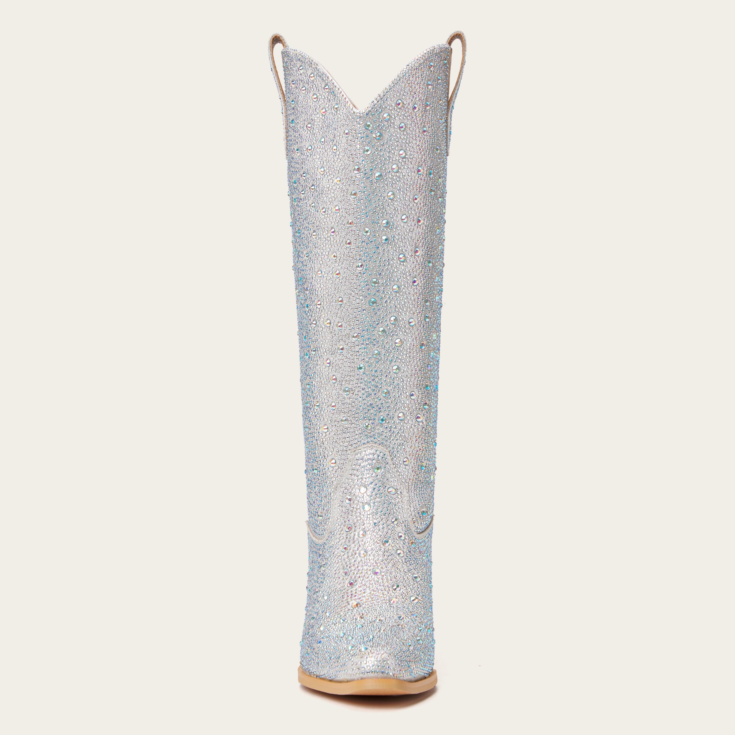 The Stardust – Crystal-Covered Silver Tall Cowgirl Boots