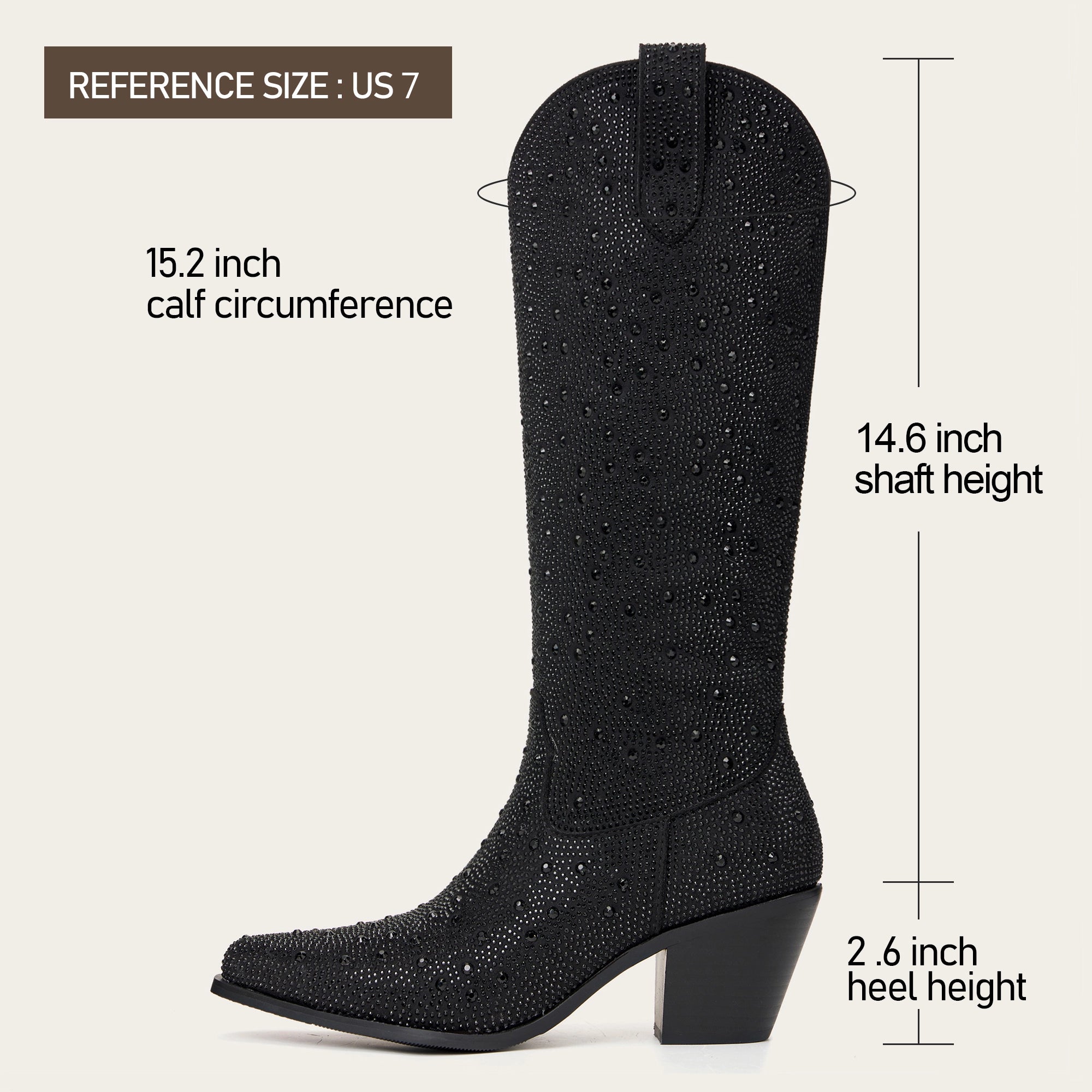 The Stardust - Crystal Covered Black Tall Cowgirl Boots