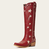 The Celestial – Fire Red Snip Toe Starry with Moon Cutout Tall Cowgirl Boots