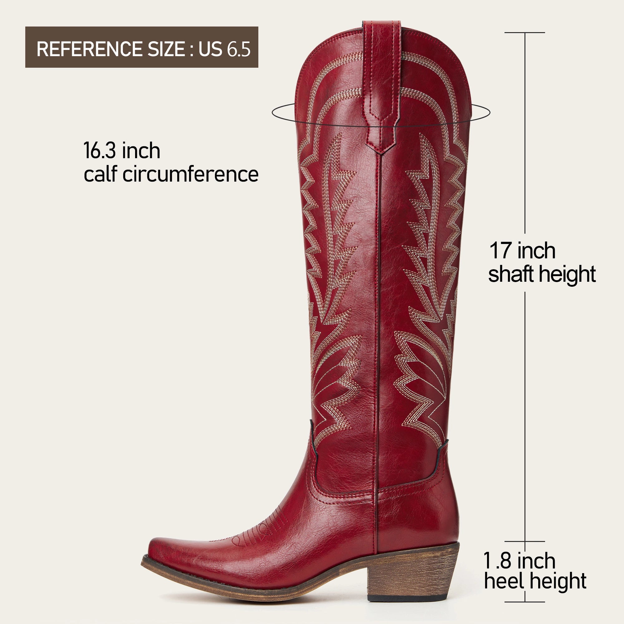 The Laurey - Crimson Embroidered Cowgirl Boots with Classic Western Flair