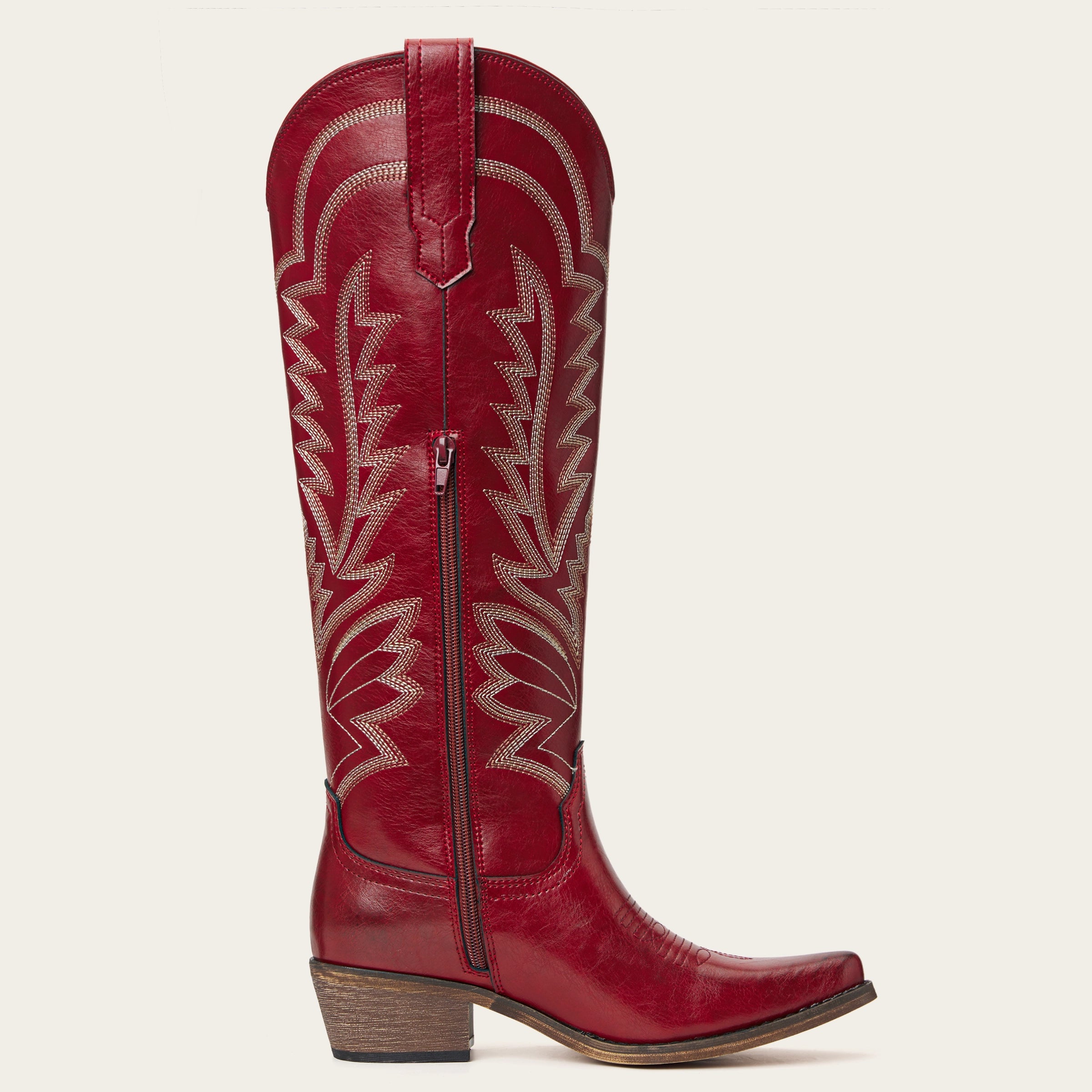 The Laurey - Crimson Embroidered Cowgirl Boots with Classic Western Flair