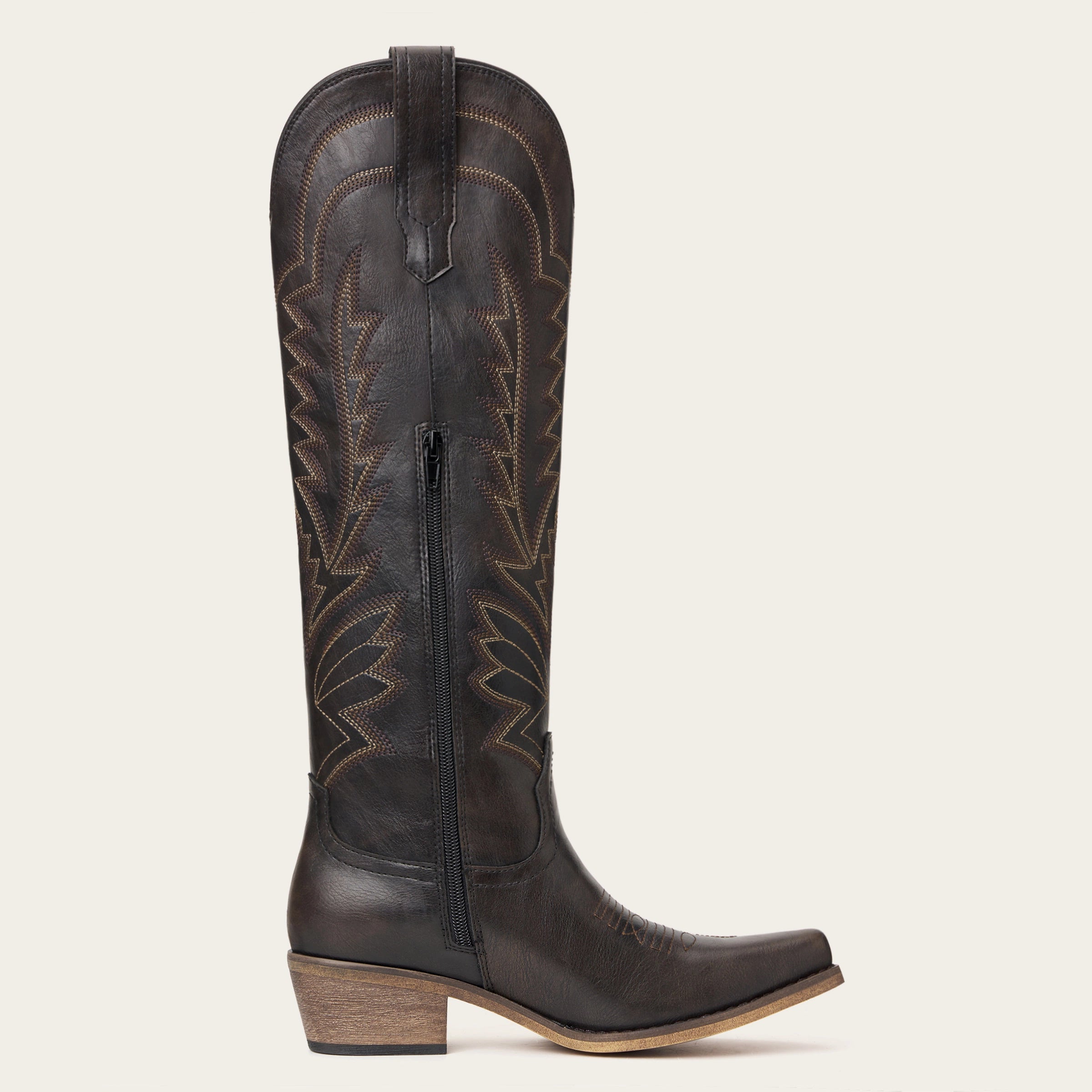The Laurey - Espresso Embroidered Cowgirl Boots with Classic Western Flair