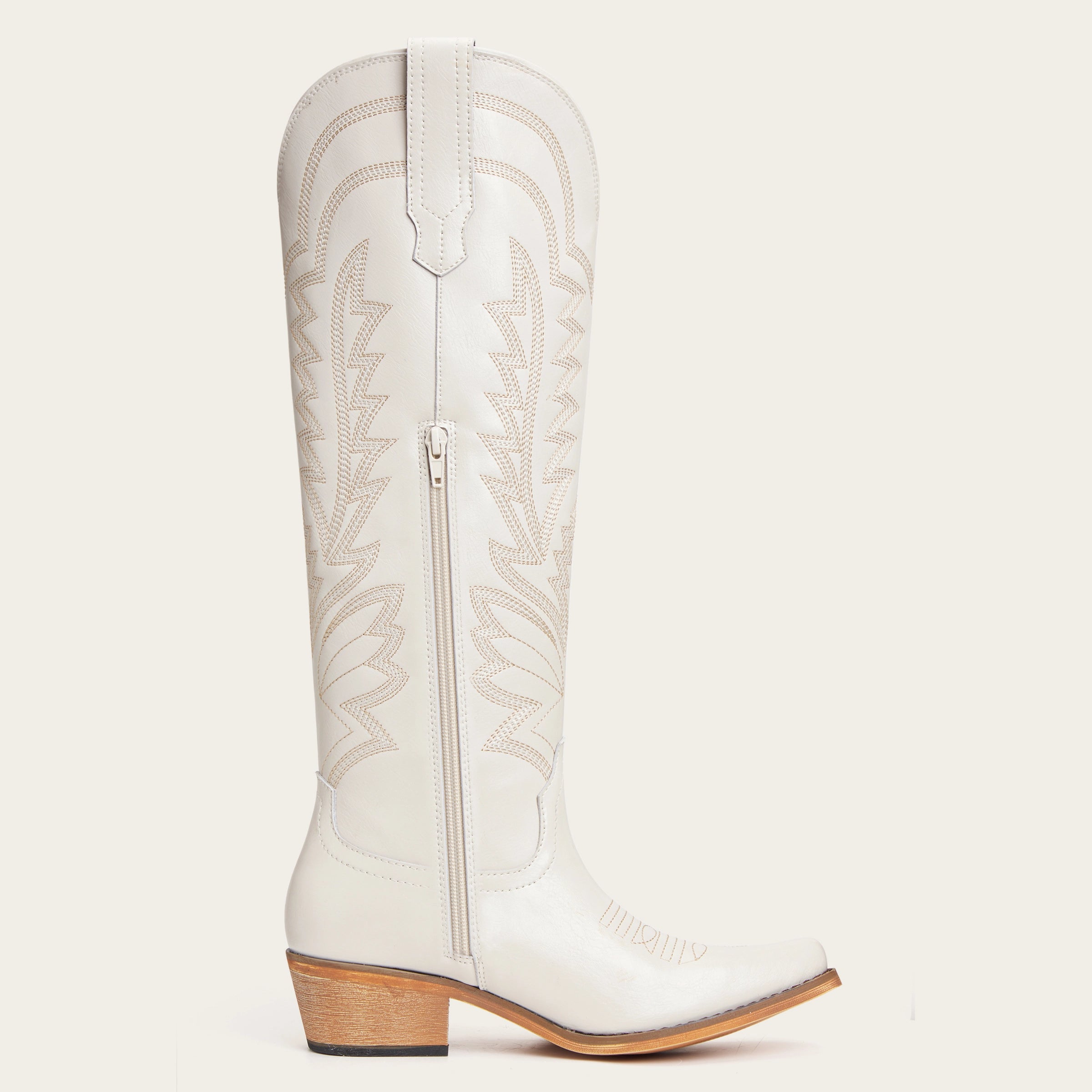 The Laurey - Ivory Embroidered Cowgirl Boots with Classic Western Flair