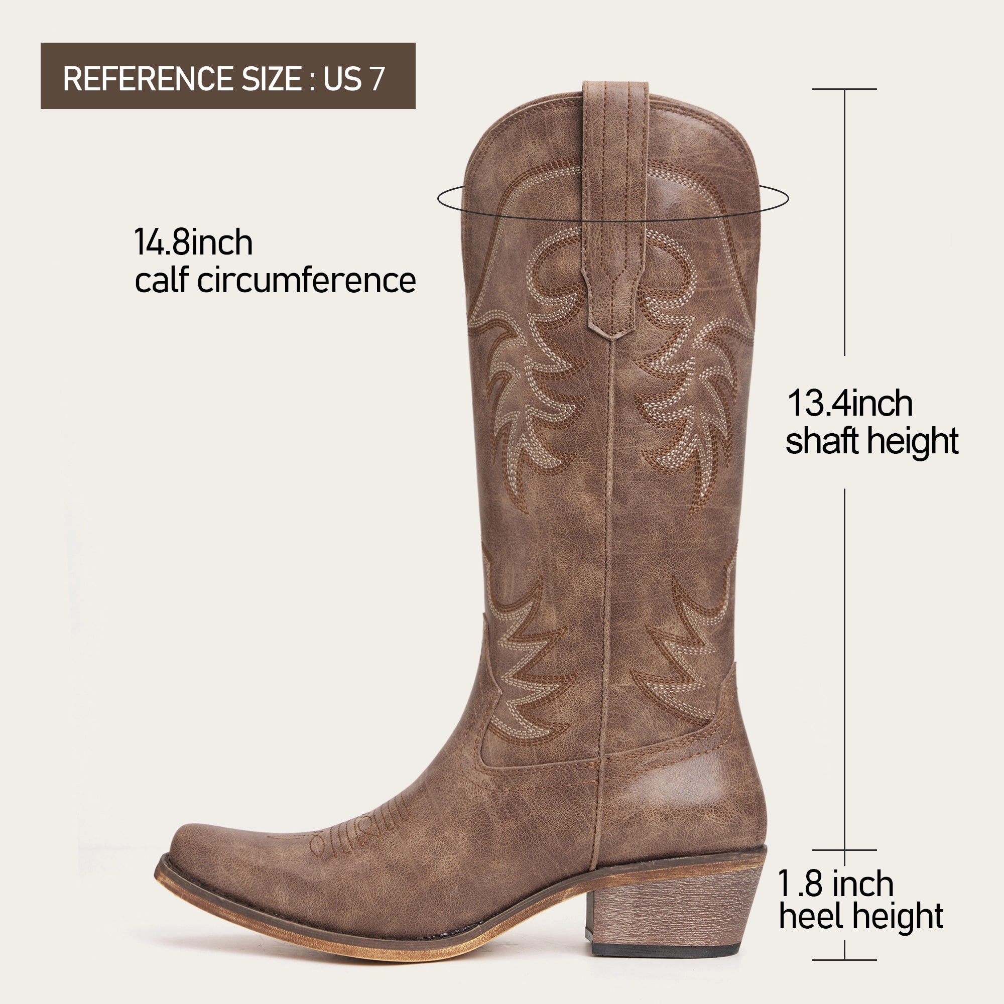 The Elizabeth - Brown Cowgirl Boots Snip Toe with Embroidered Detail