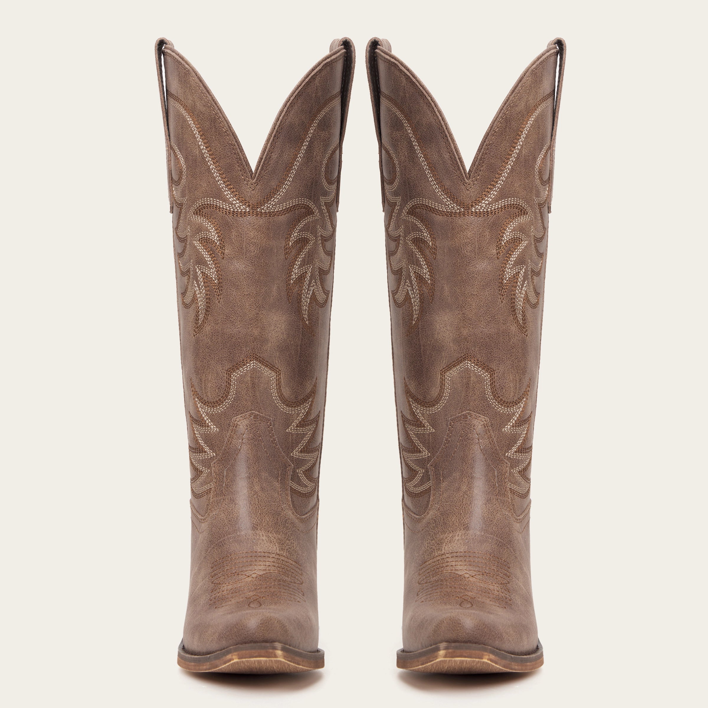 The Elizabeth - Brown Cowgirl Boots Snip Toe with Embroidered Detail