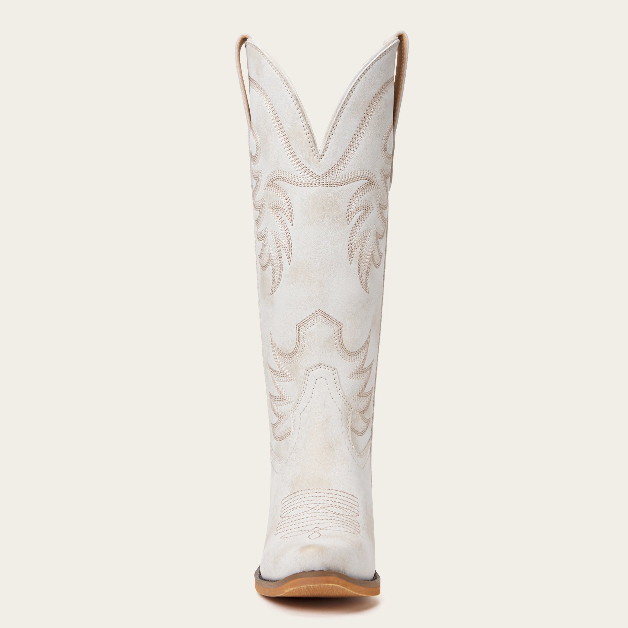 The Elizabeth - Ivory Cowgirl Boots Snip Toe with Embroidered Detail