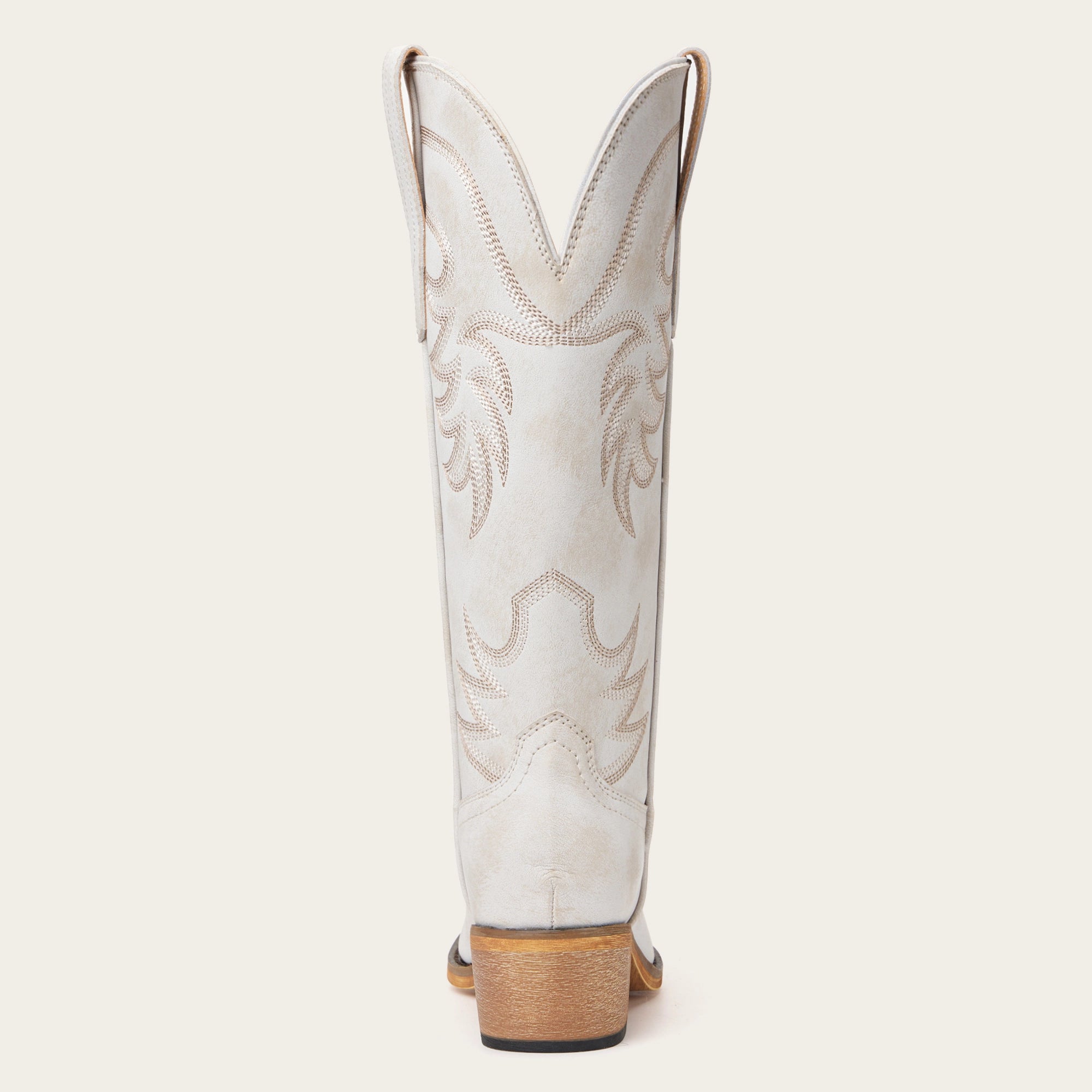 The Elizabeth - Ivory Cowgirl Boots Snip Toe with Embroidered Detail