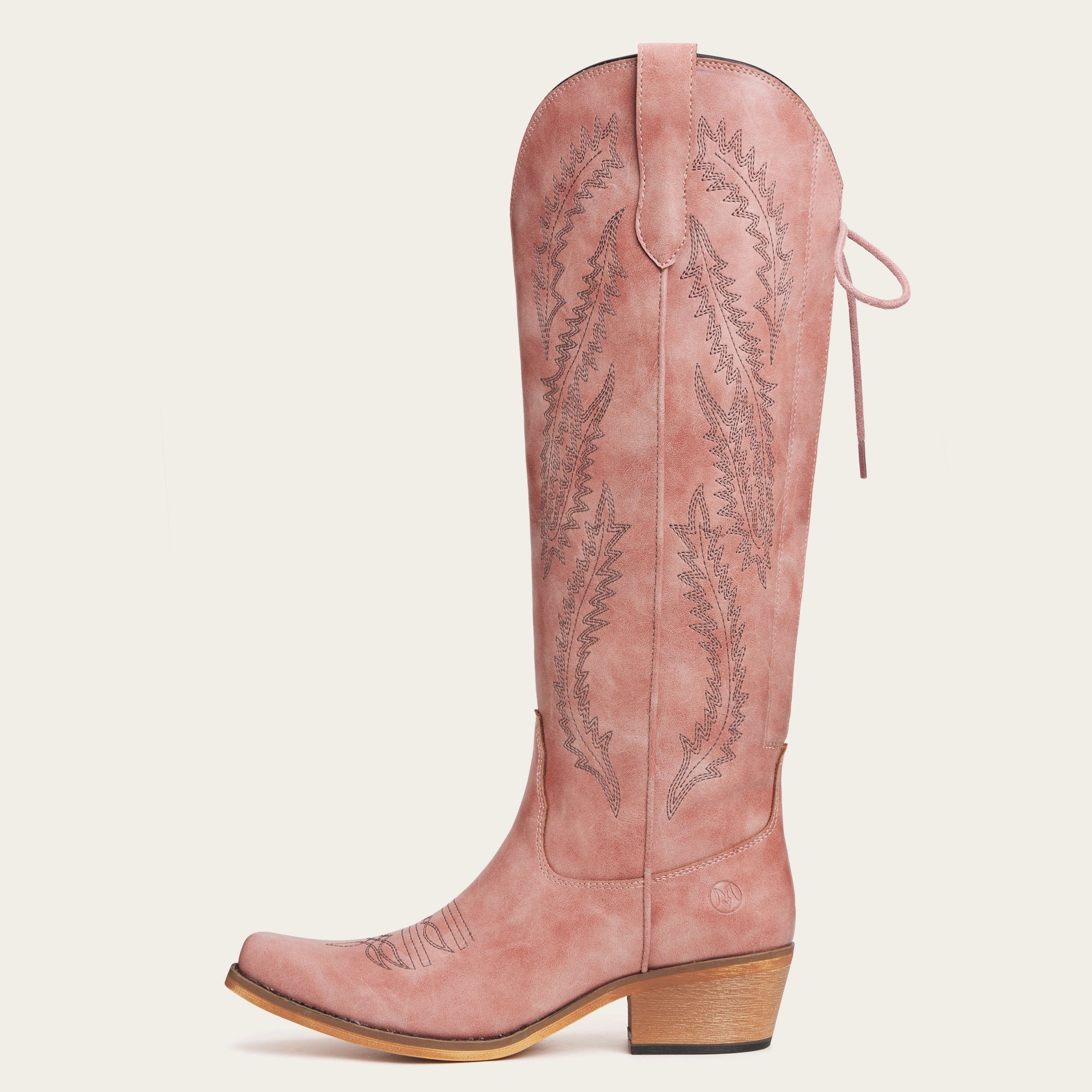 The Cattle – Dusty Rose Tall Western Boots with Tonal Embroidery