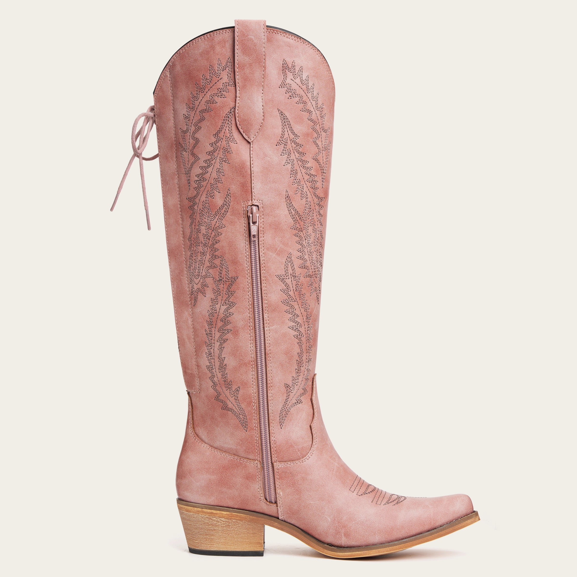 The Cattle – Dusty Rose Tall Western Boots with Tonal Embroidery