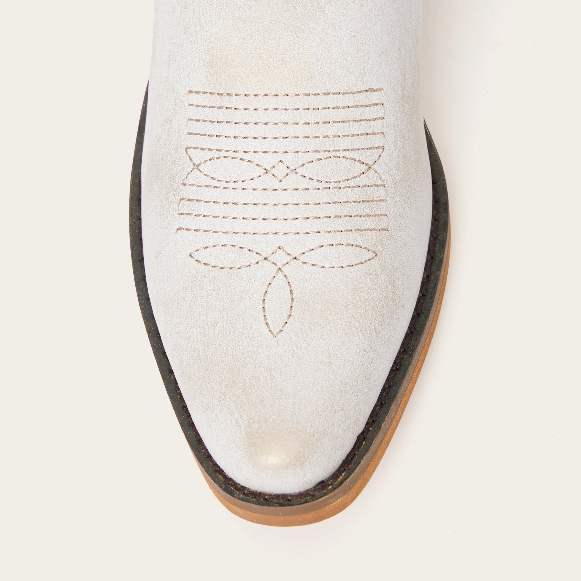The Elizabeth - Ivory Cowgirl Boots Snip Toe with Embroidered Detail