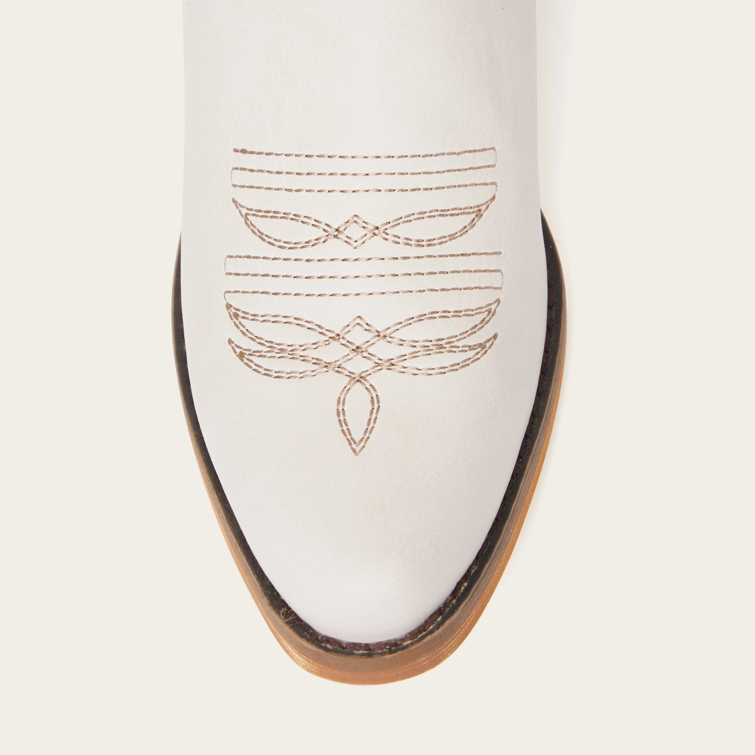 The Cattle - Ivory Tall Wide Calf Western Boots with Tonal Embroidery