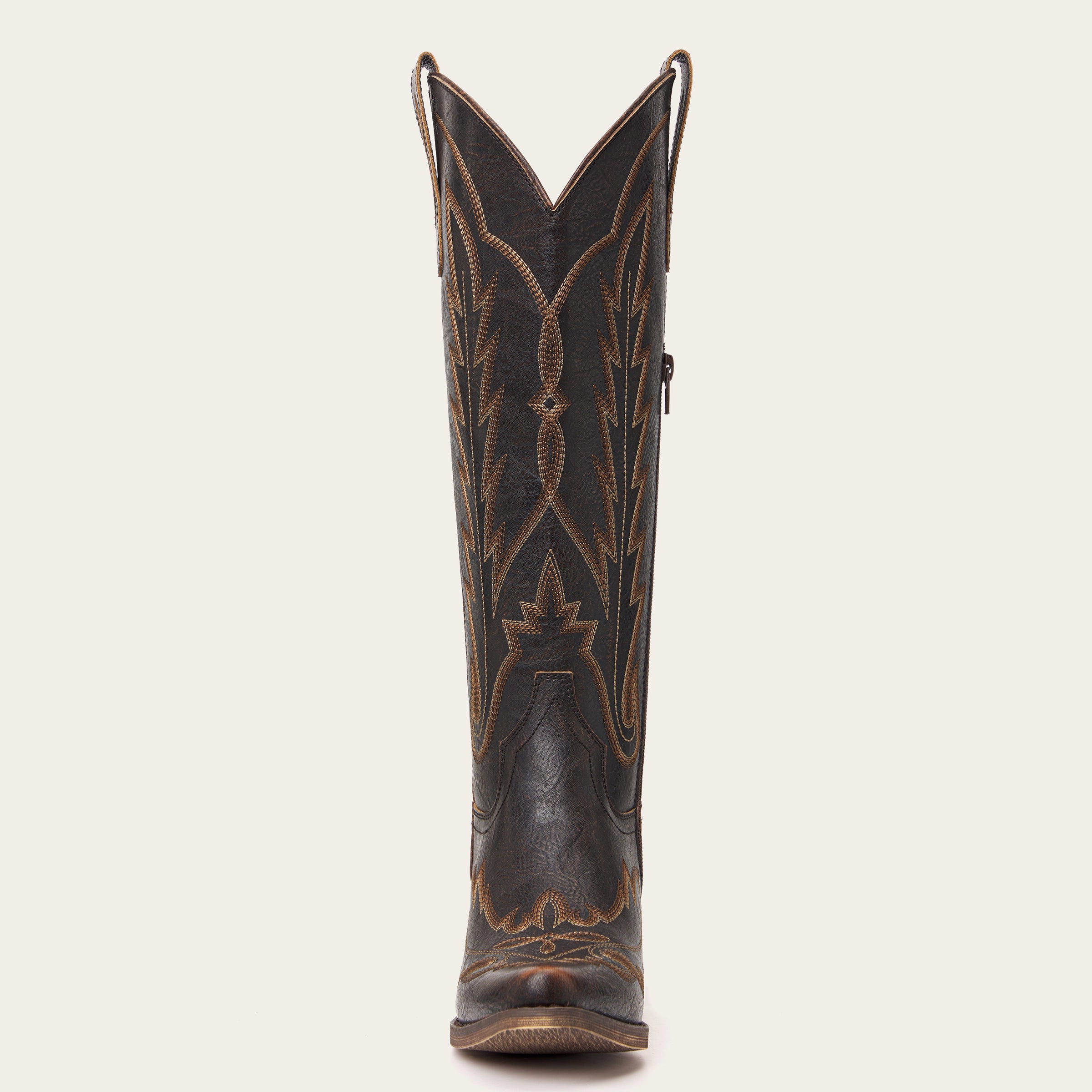 The Rosemary - Dark Brown Classic Tall Cowgirl Boots with Embroidery