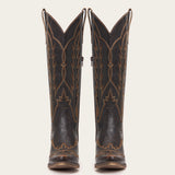 The Rosemary - Dark Brown Classic Tall Cowgirl Boots with Embroidery