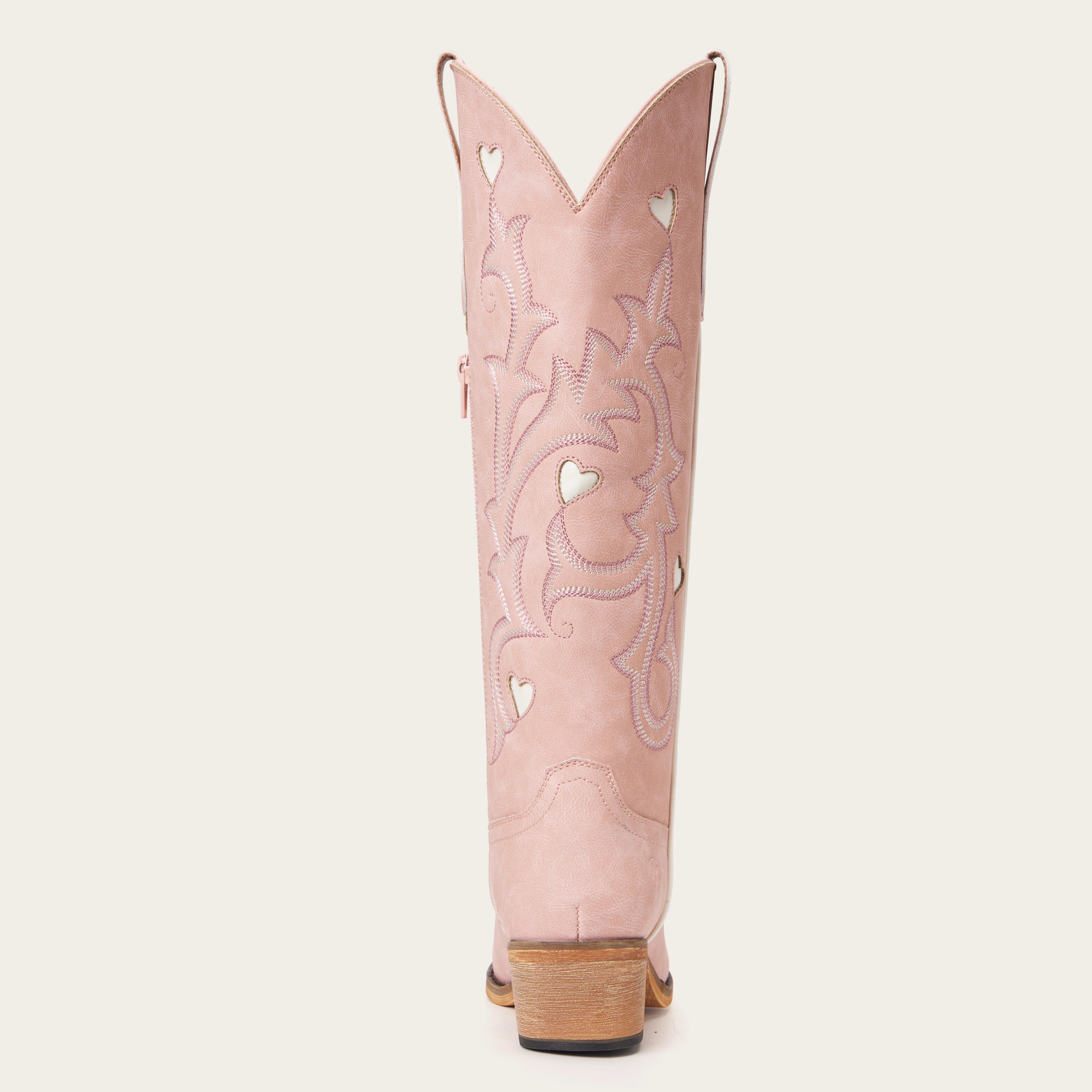 The Hallie – Pink Heart Cutouts Embroidered Western Cowgirl Boots