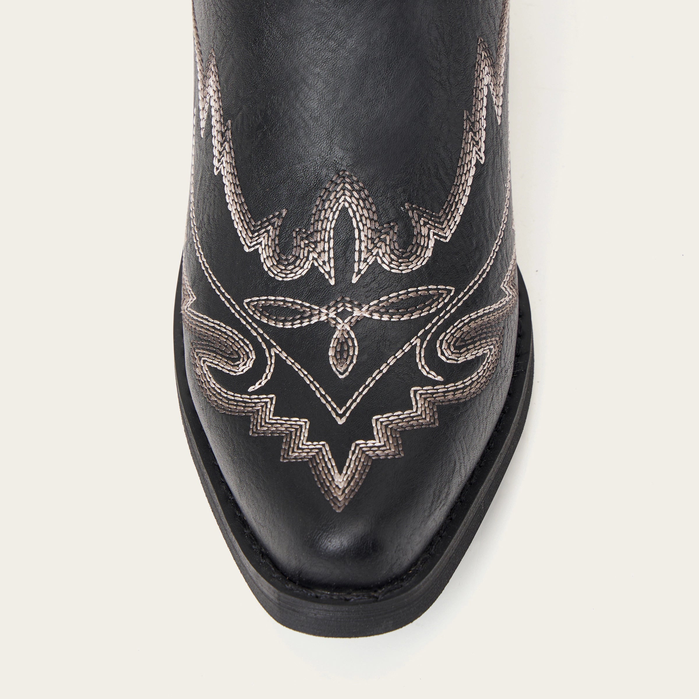 The Rosemary - Black Classic Tall Cowgirl Boots with Embroidery