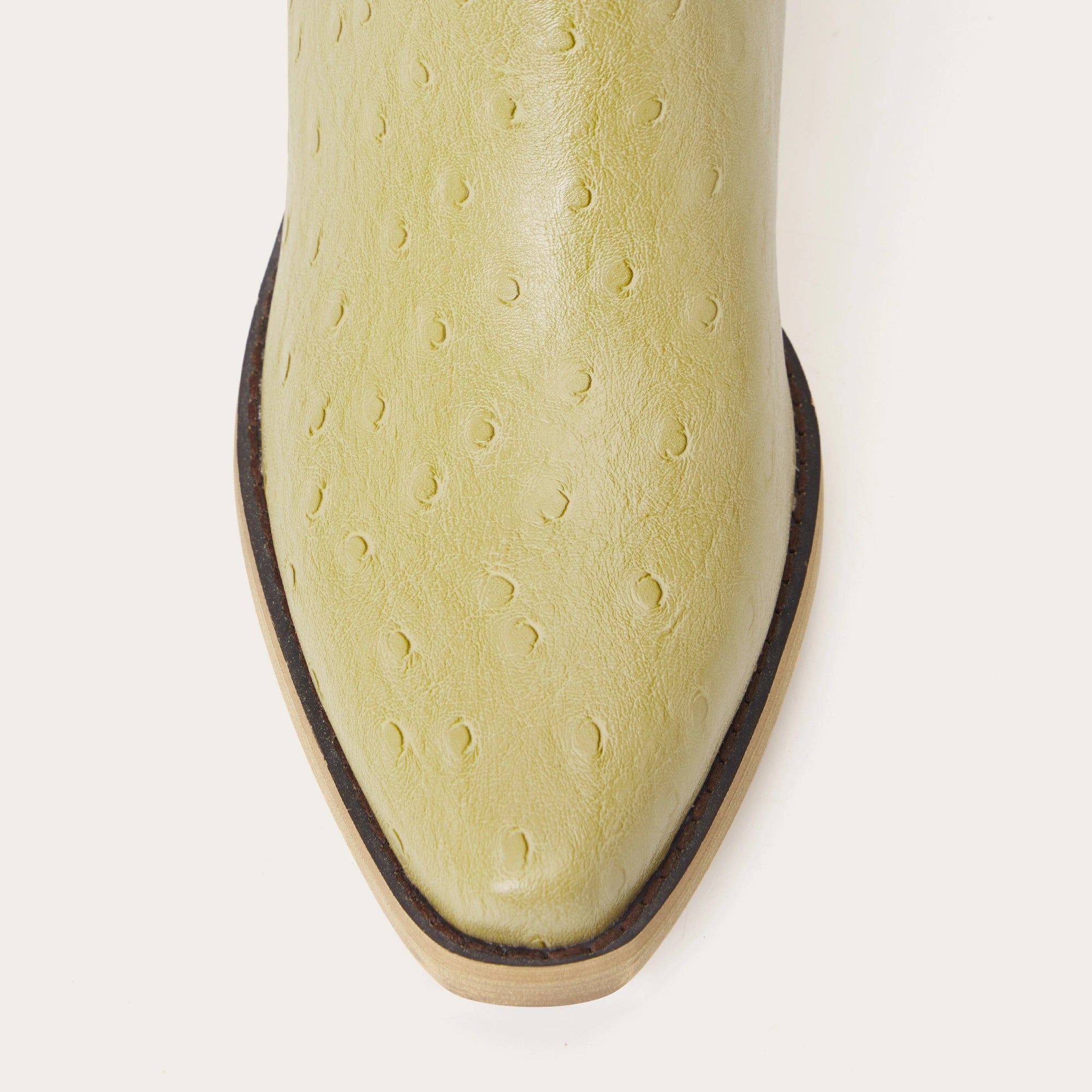 The Phoenix - Two-Tone Cowgirl Boots in Lime Faux Ostrich & Distressed White