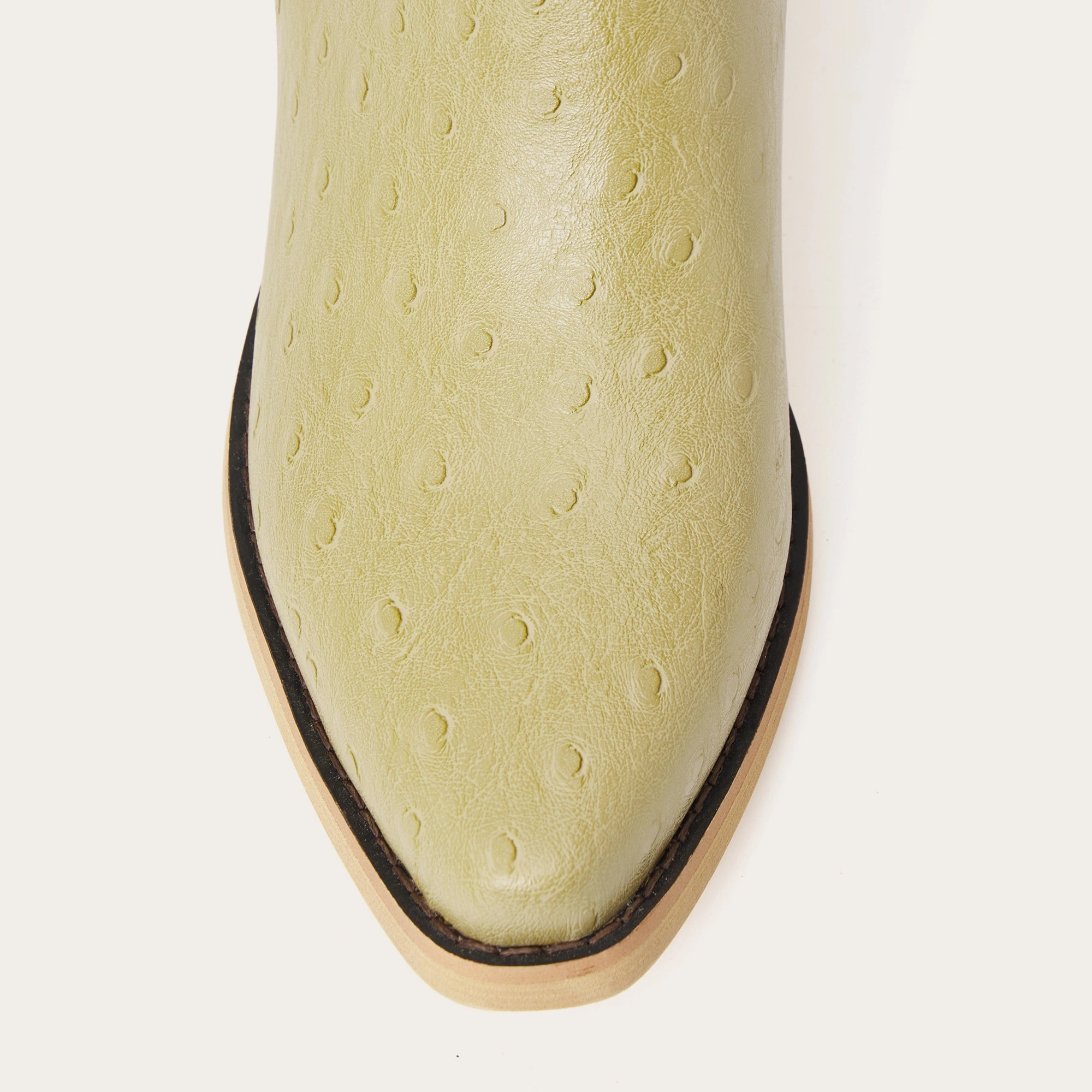 The Saguaro: Two-Tone Green Boots with Cactus Embroidery & Faux Ostrich