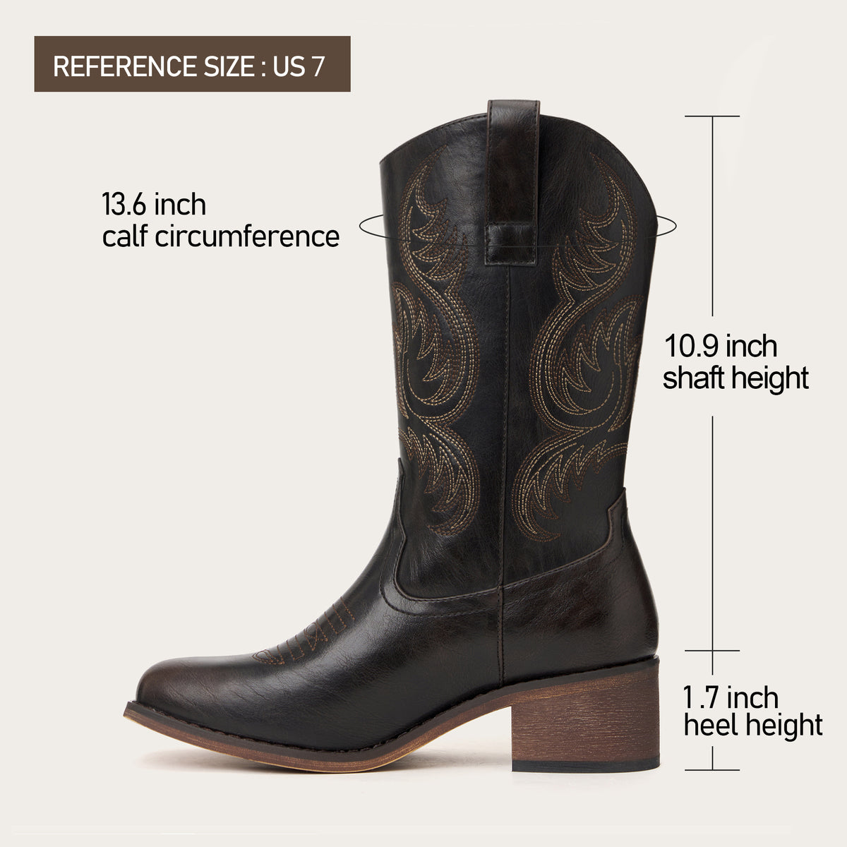 The Bronco - Black Square Toe Short Cowgirl Boots with Western Embroidery