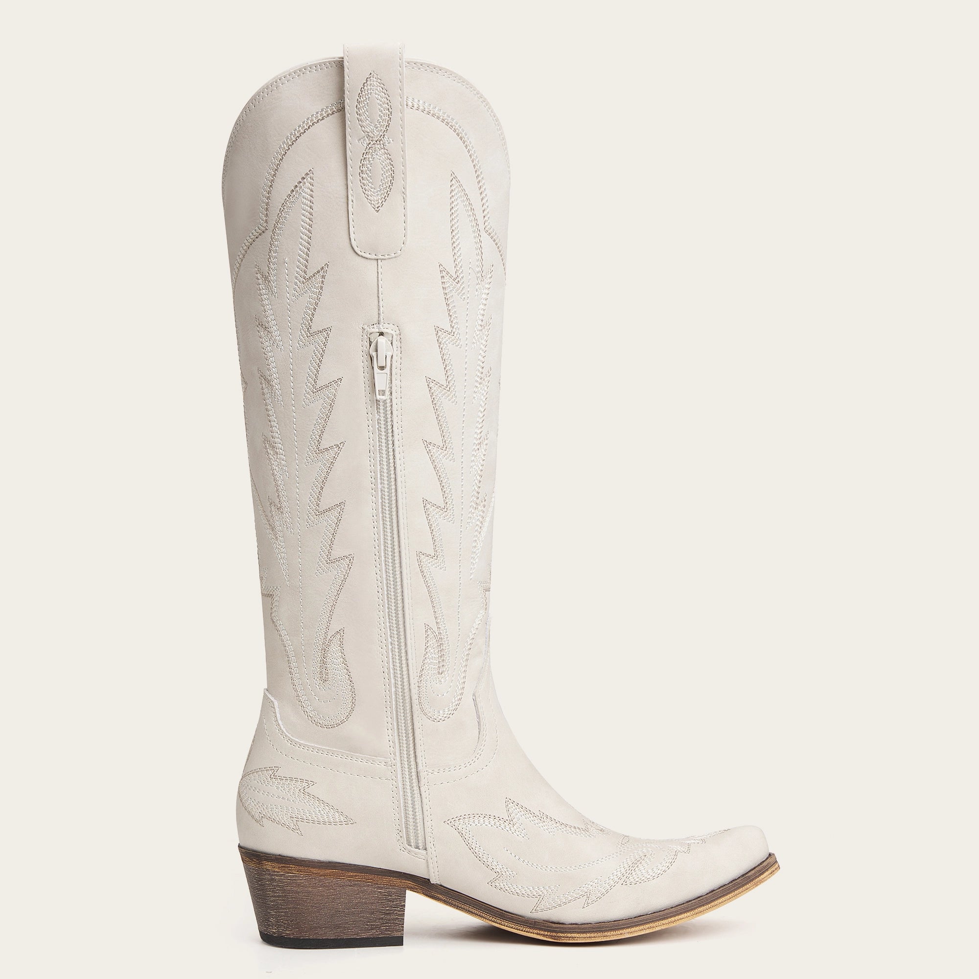 The Rosemary - Cream Classic Tall Cowgirl Boots with Embroidery