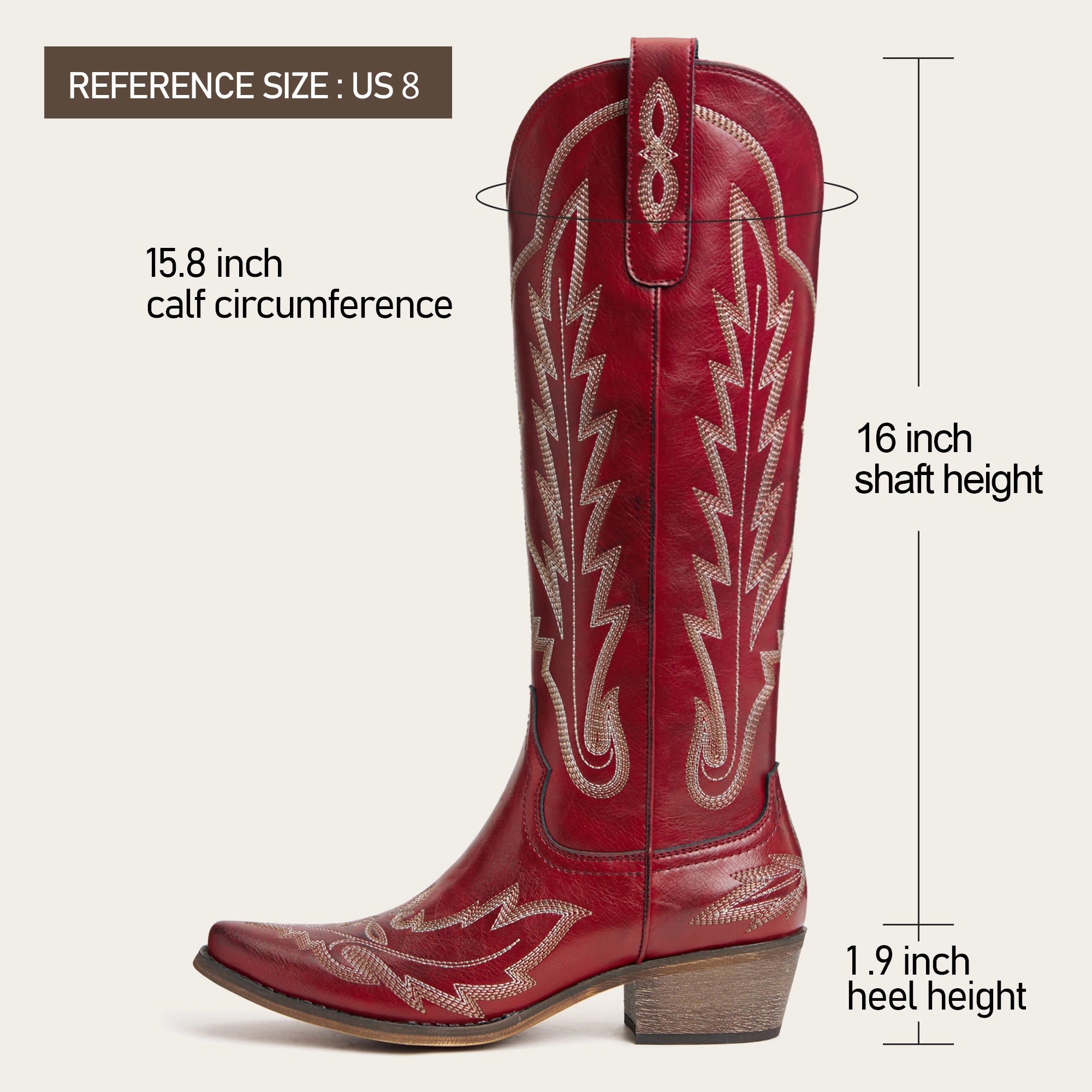 The Rosemary - Burgundy Embroidered Tall Western Cowgirl Boots with Side Zipper
