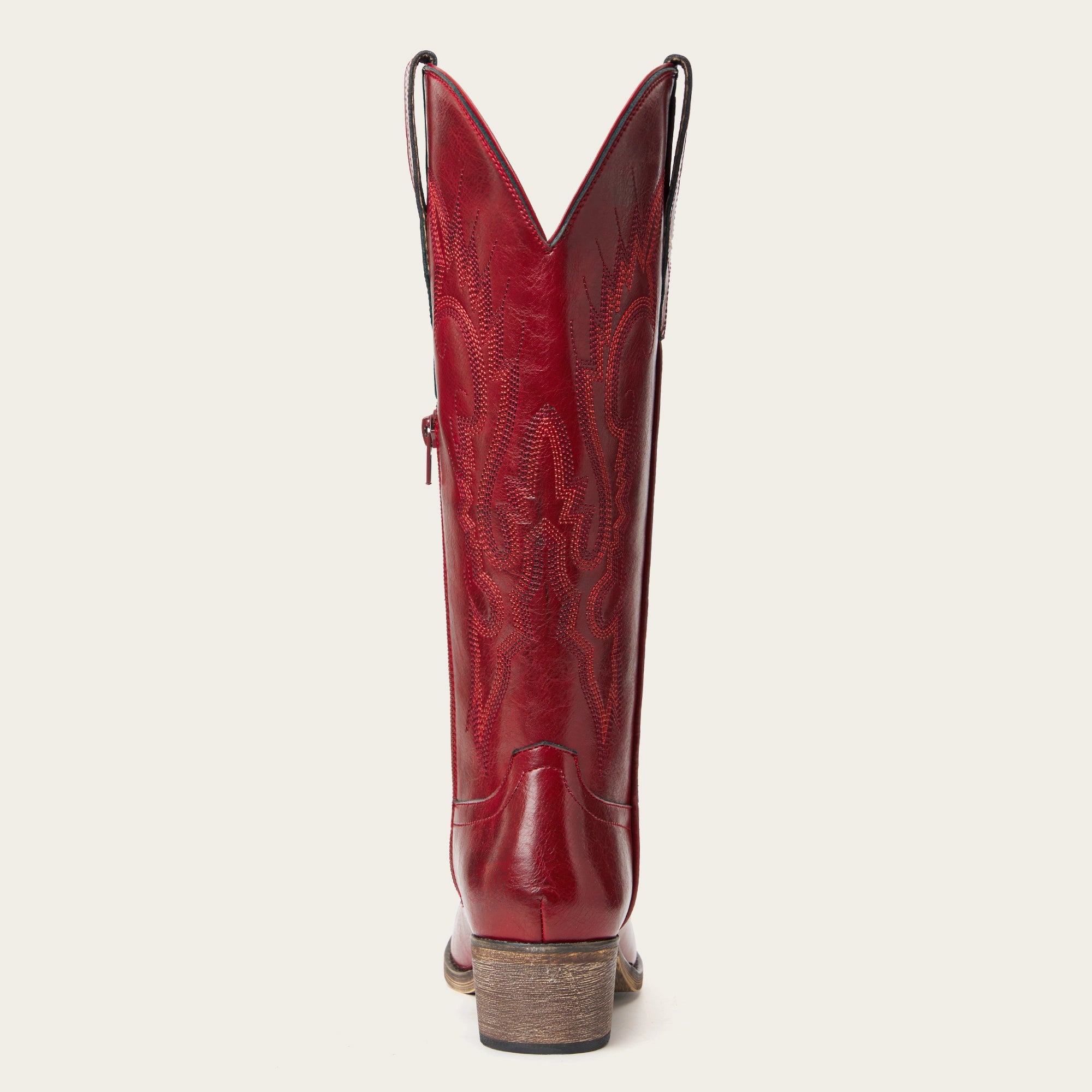 The Phoenix - Crimson Short Tall Cowboy Boots with Classic Western Embroidery
