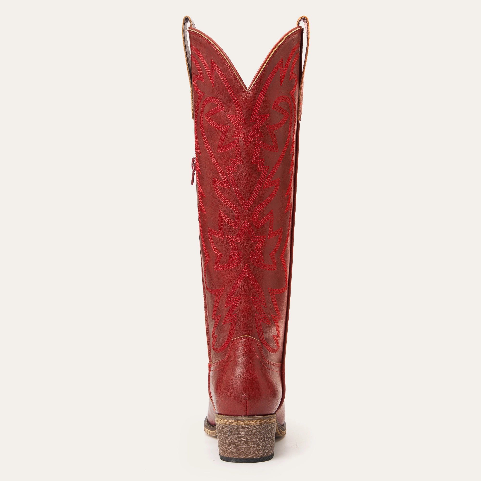 The Molly Wood – Red Snip Toe Embroidered Cute Comfortable Tall Cowgirl Boots