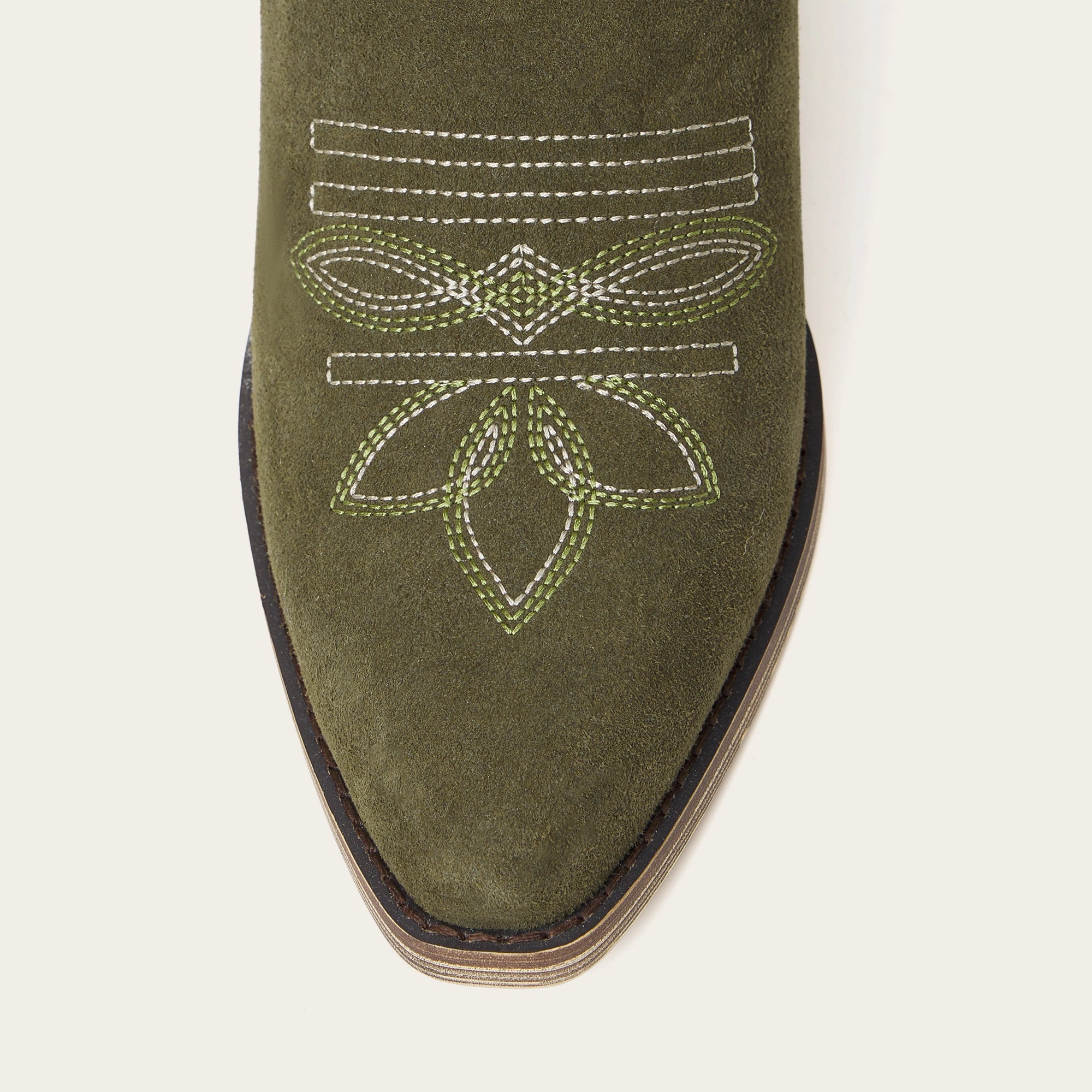 The Mojave – Olive Green Suede Cowgirl Boots with Classic Western Stitching