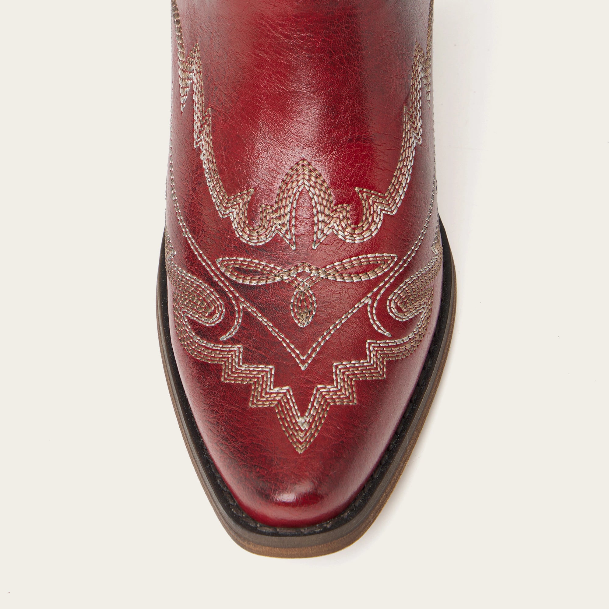 The Rosemary - Crimson Leather Classic Tall Cowgirl Boots with Embroidery